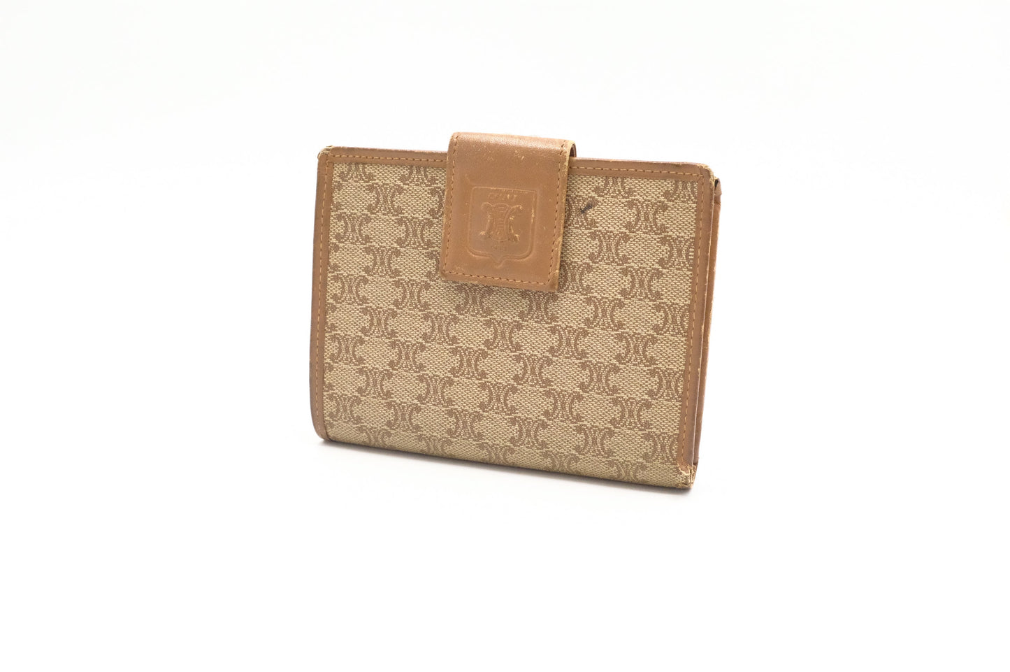 Celine Compact Wallet in Beige Macadam Canvas
