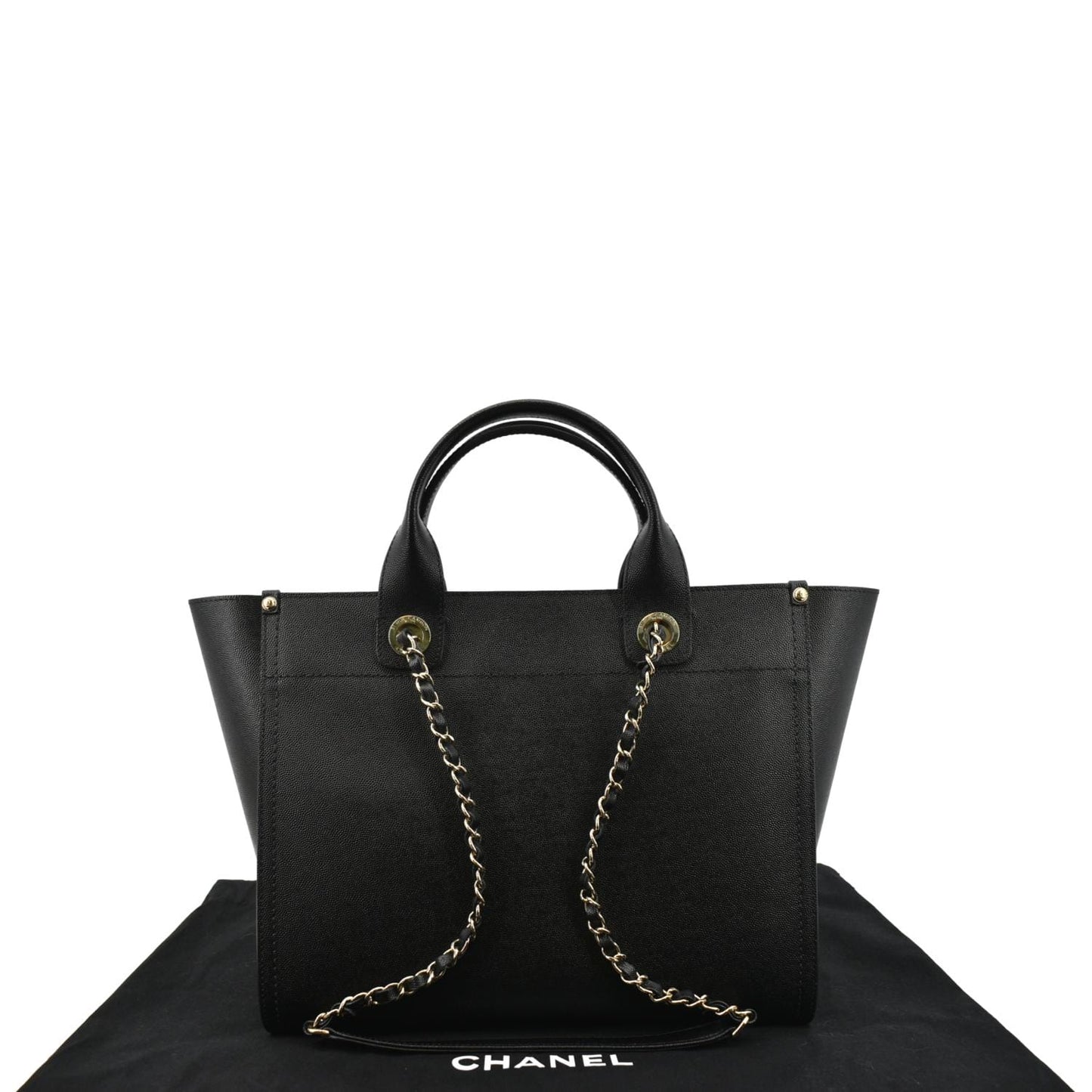 CHANEL Studded Deauville Caviar Leather Tote Bag Black - Hot Deals