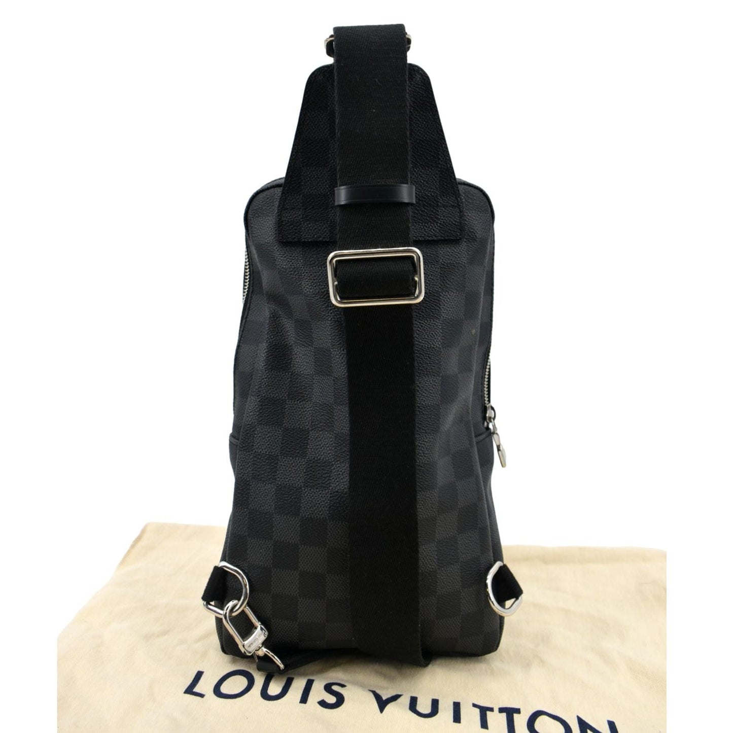 LOUIS VUITTON Avenue Sling Monogram Leather Crossbody Bag Black