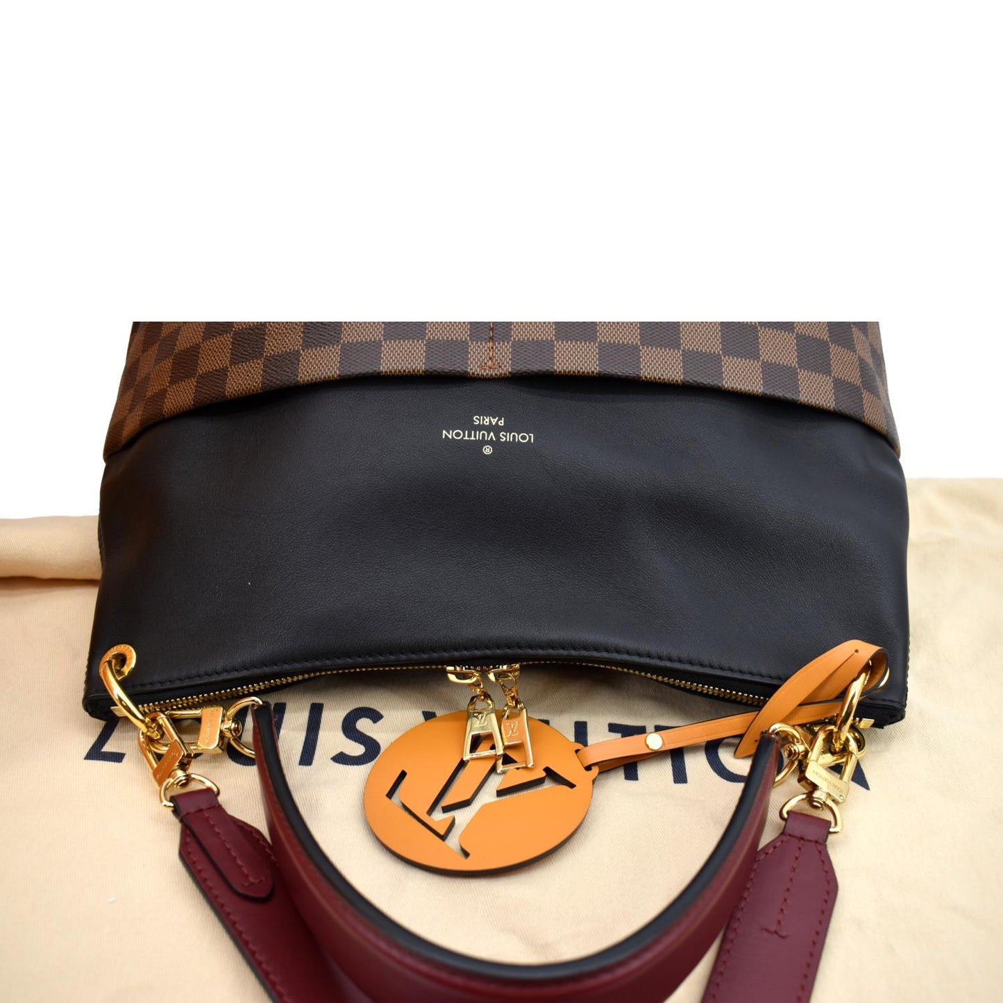 LOUIS VUITTON Maida Damier Ebene Hobo Shoulder Bag Brown