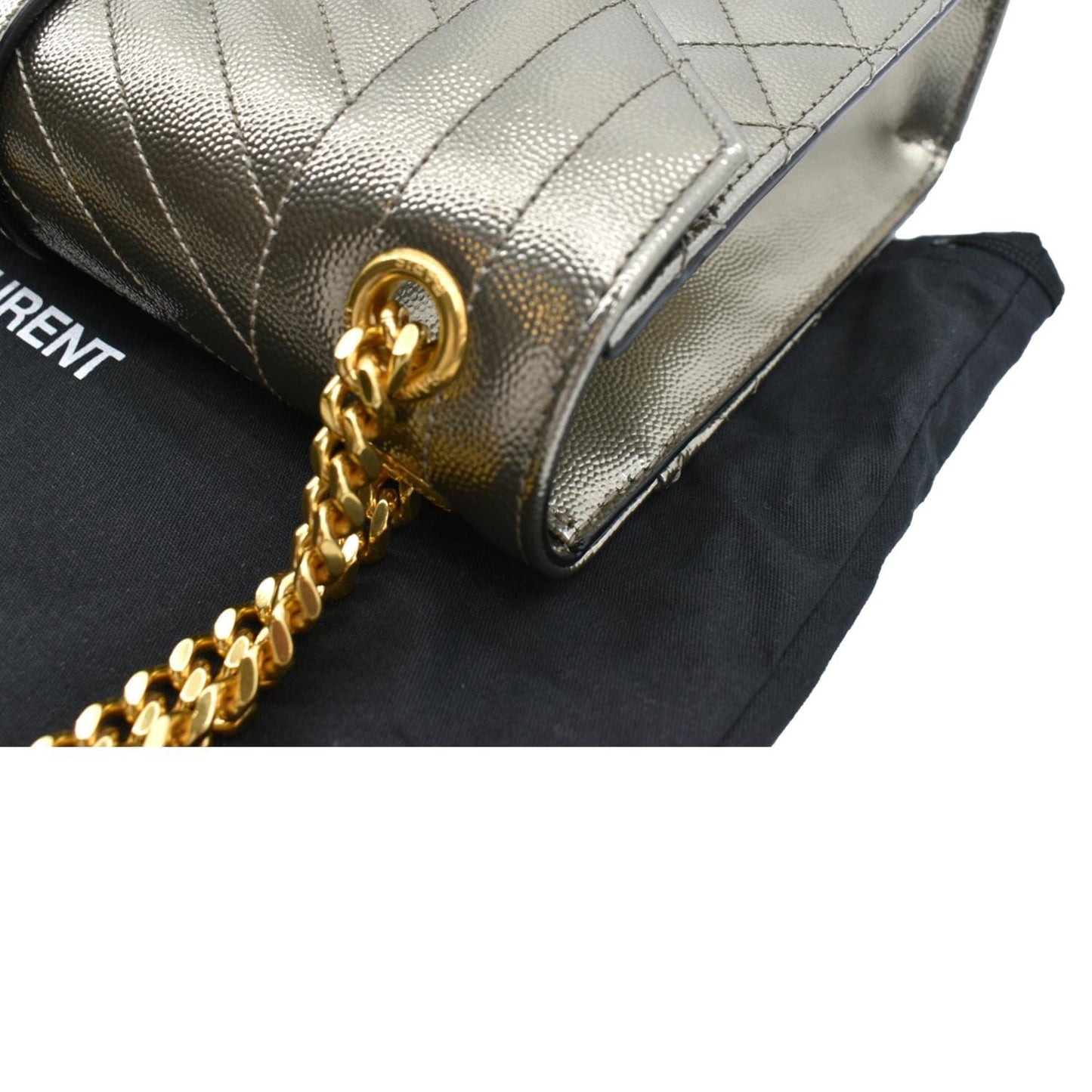 YVES SAINT LAURENT Envelope Medium Matelasse Leather Shoulder Bag Metallic