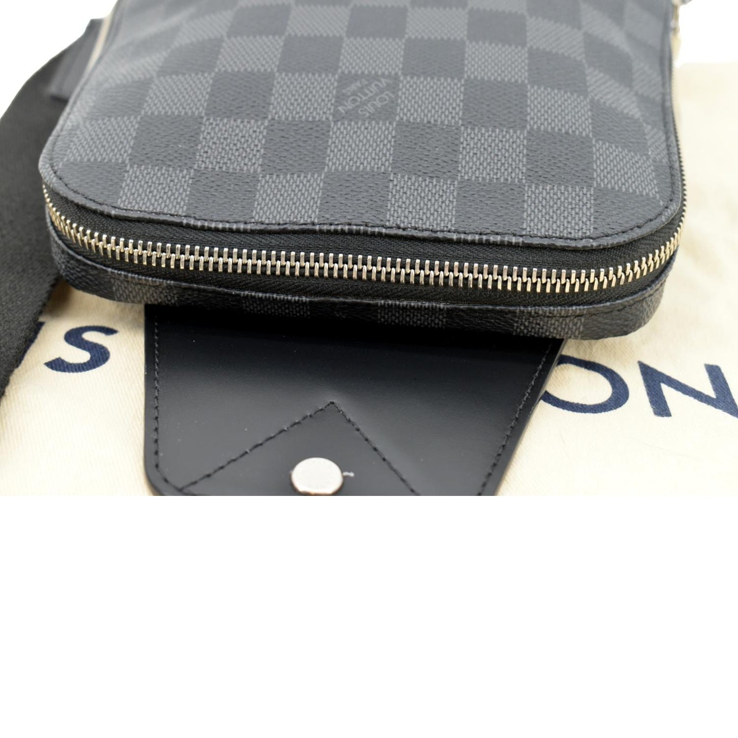 LOUIS VUITTON Avenue Sling Monogram Leather Crossbody Bag Black