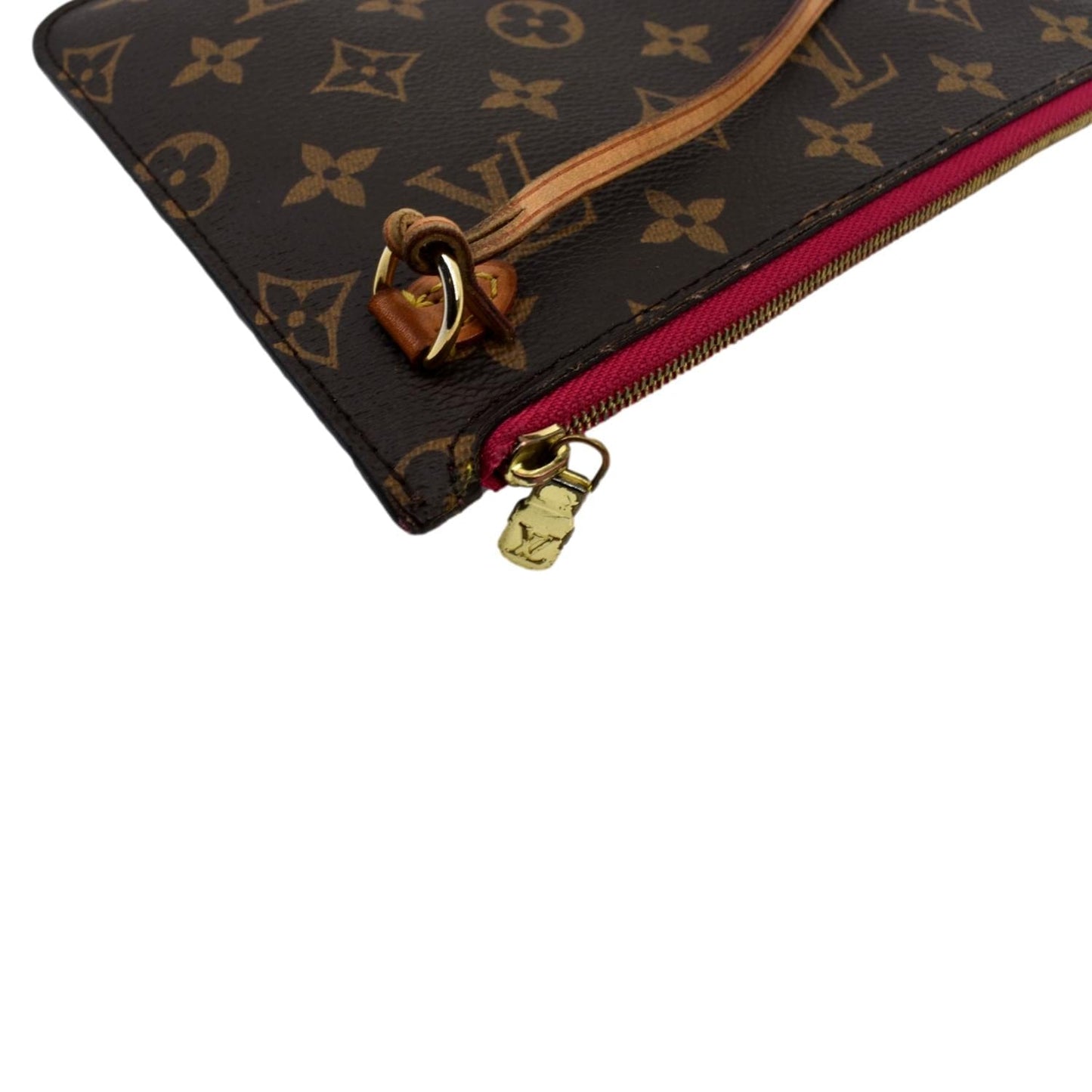 LOUIS VUITTON  Neverfull Monogram Canvas Pochette Wristlet Pouch Brown