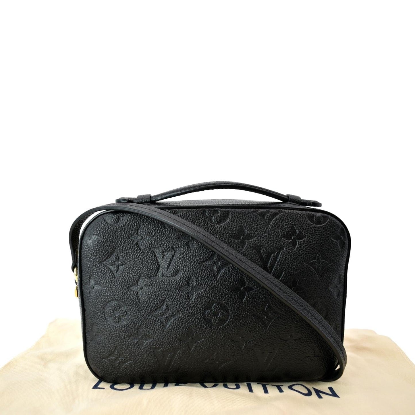 LOUIS VUITTON Saintonge Monogram Empreinte Leather Crossbody Bag Black