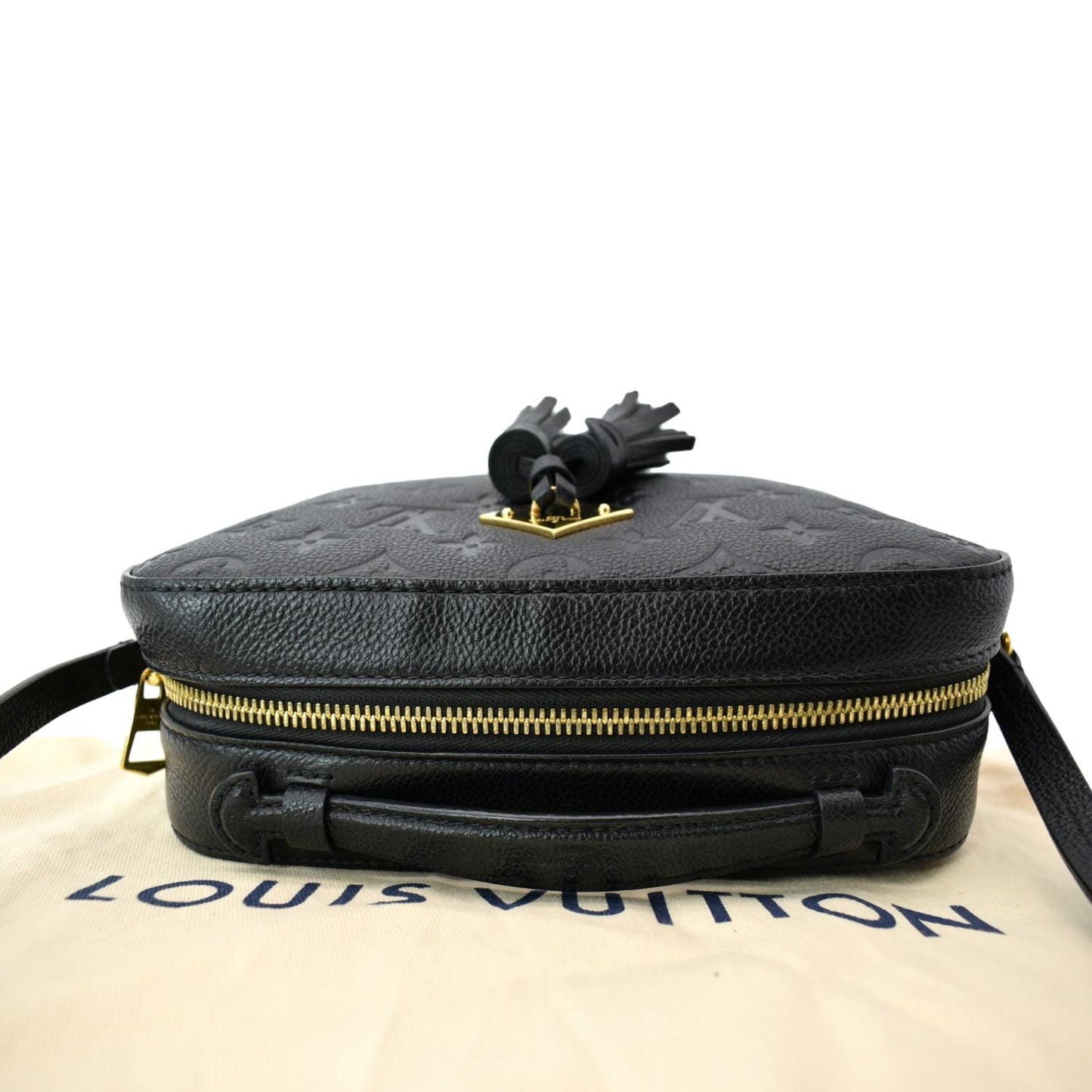 LOUIS VUITTON Saintonge Monogram Empreinte Leather Crossbody Bag Black
