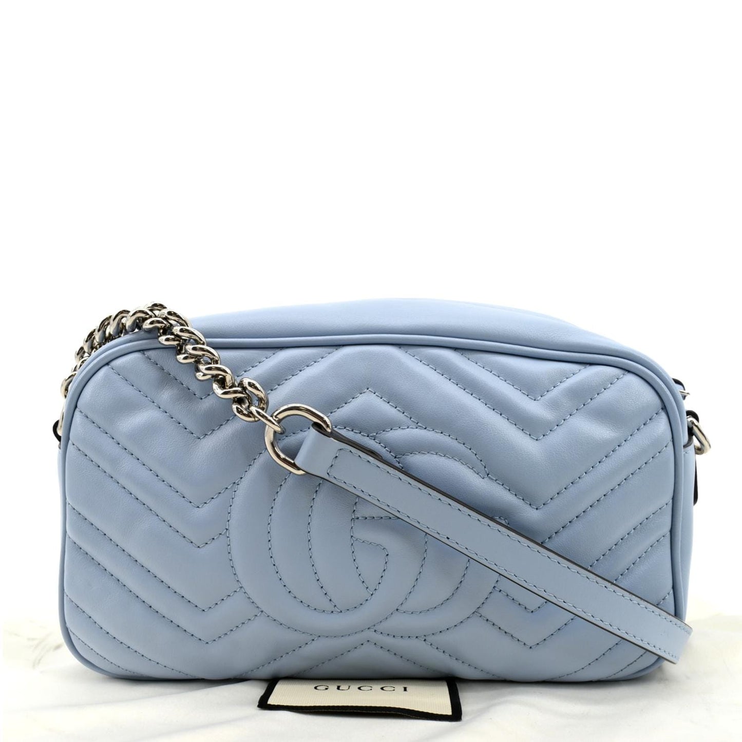 GUCCI GG Marmont Matelasse Leather Crossbody Bag Blue 447632