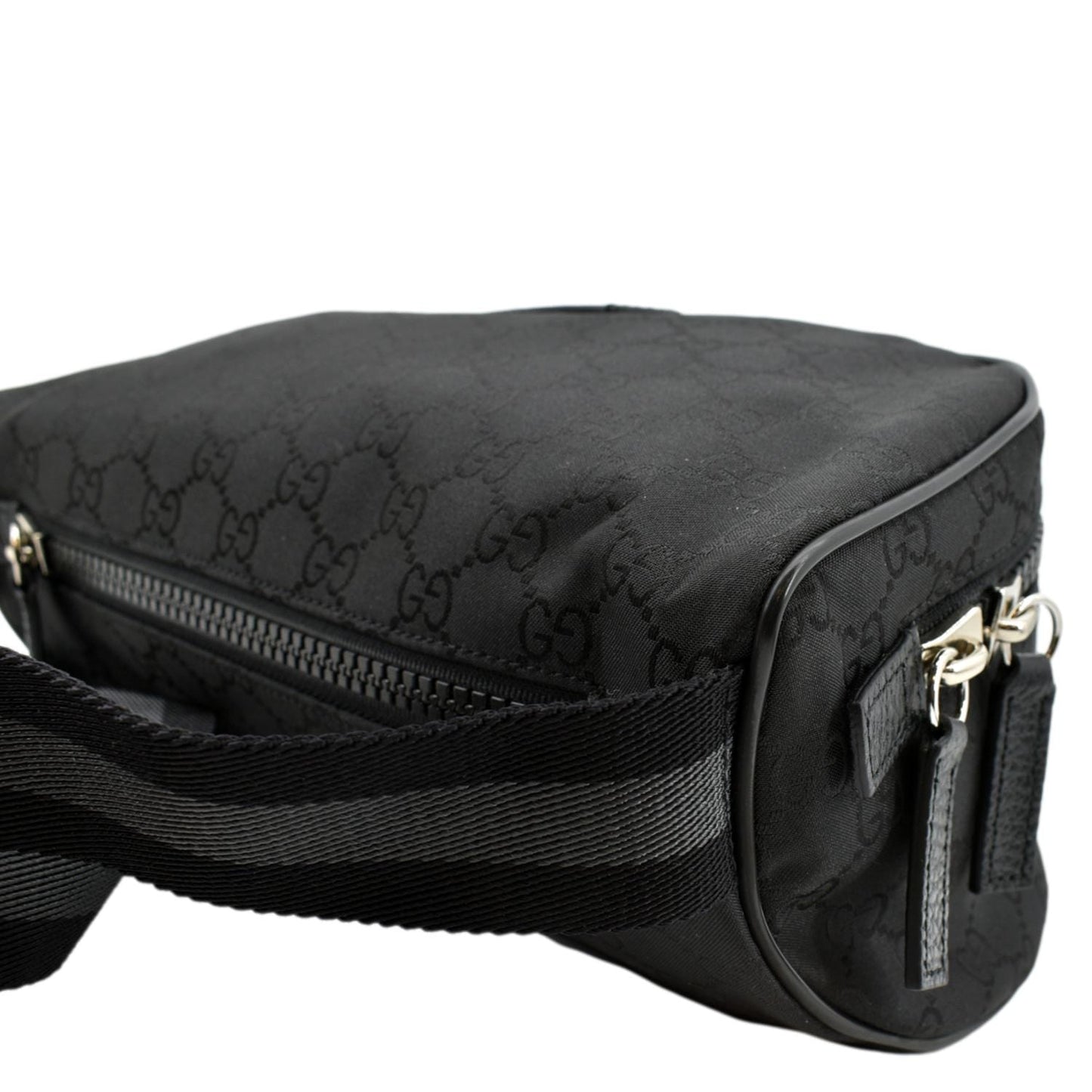 GUCCI GG Monogram Nylon Canvas Fanny Pack Belt Bag Black 449182