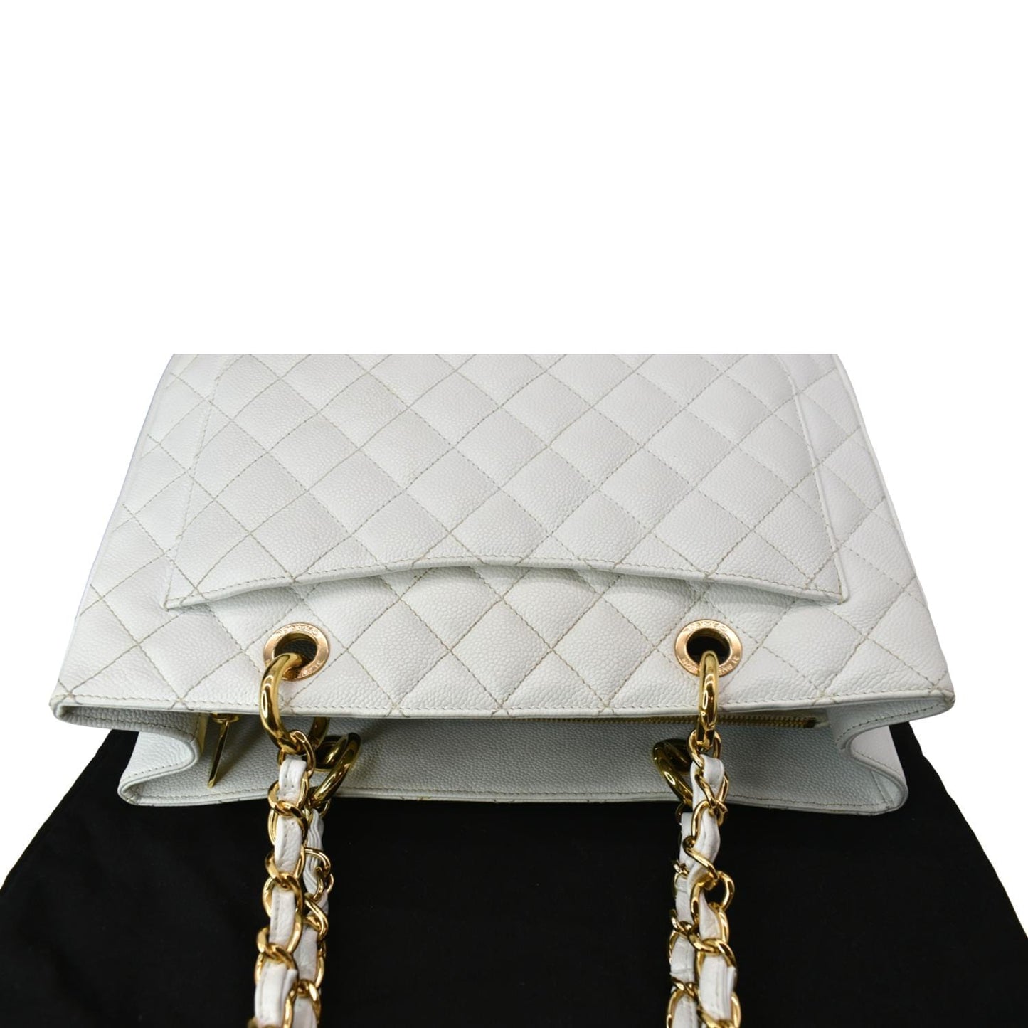 CHANEL Grand Shopping GST Caviar Leather Tote Bag White