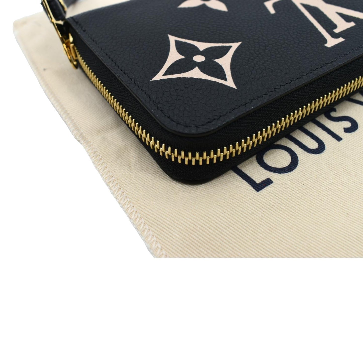 LOUIS VUITTON Bicolor Monogram Empreinte Leather Zippy Wallet Black