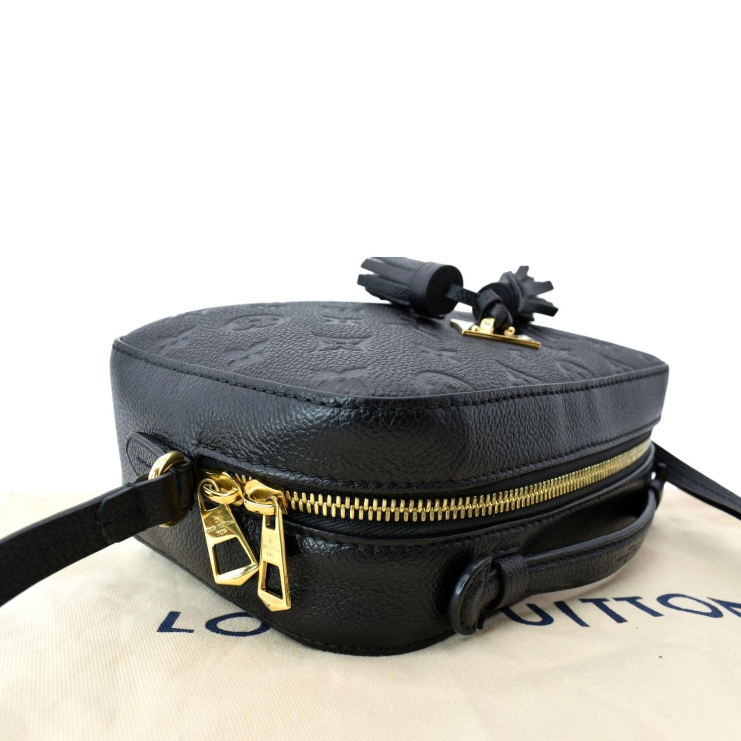 LOUIS VUITTON Saintonge Monogram Empreinte Leather Crossbody Bag Black