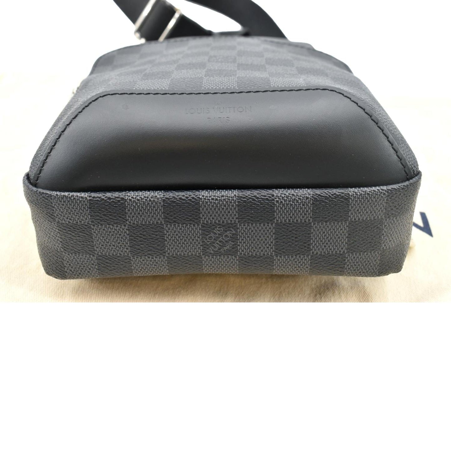 LOUIS VUITTON Avenue Sling Monogram Leather Crossbody Bag Black