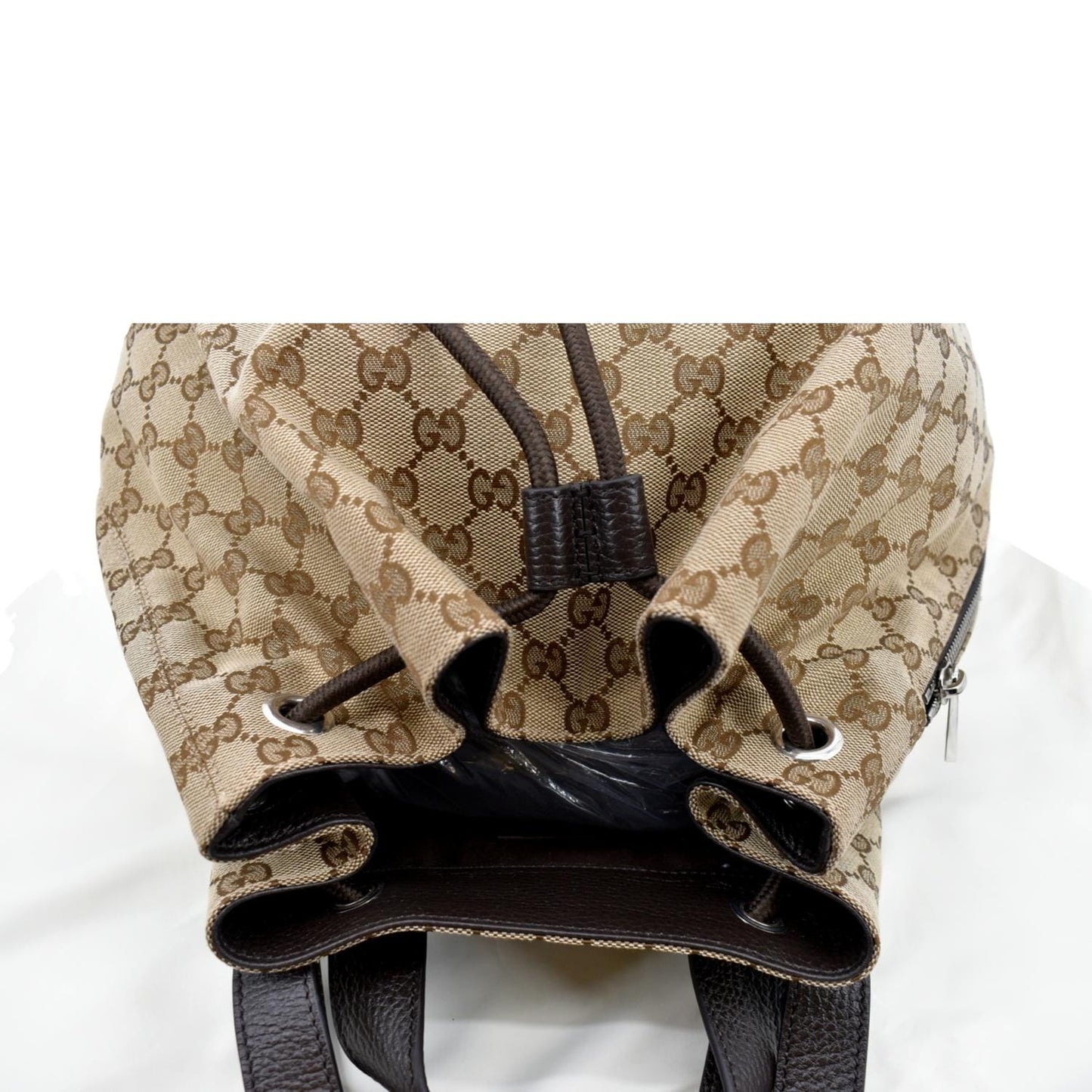 GUCCI Drawstring GG Monogram Canvas Backpack Bag Beige 449175