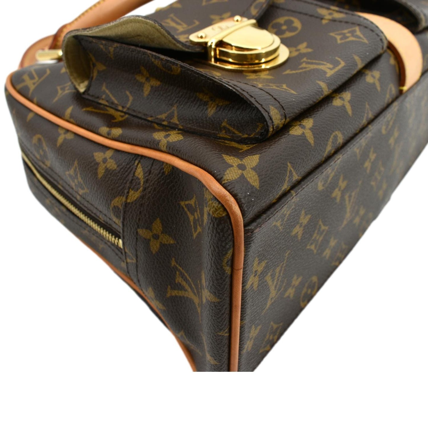 LOUIS VUITTON Manhattan GM Monogram Canvas Satchel Bag Brown