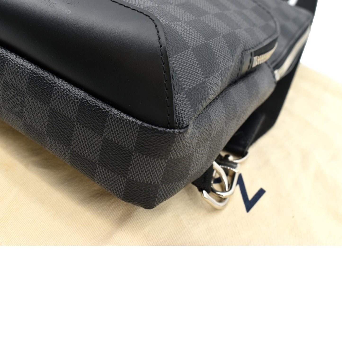 LOUIS VUITTON Avenue Sling Monogram Leather Crossbody Bag Black