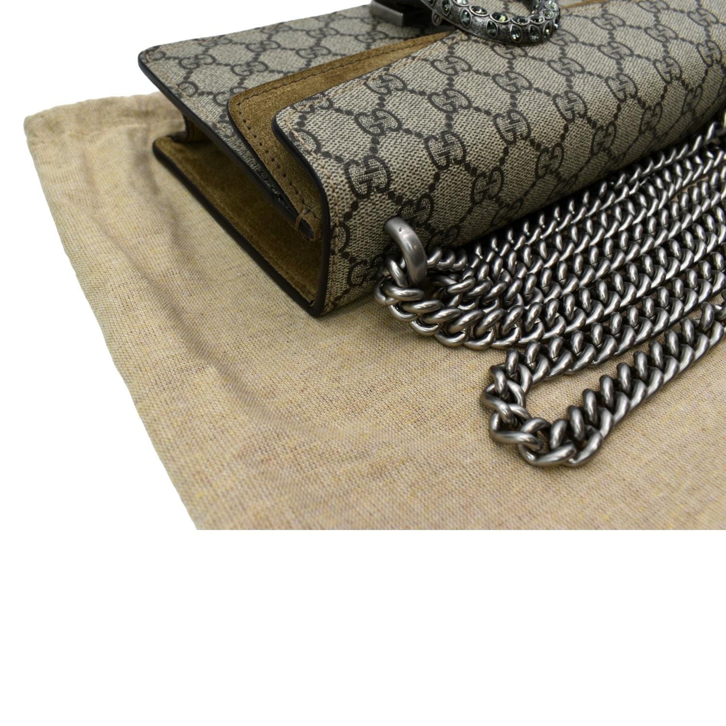GUCCI Dionysus Small GG Supreme Canvas Shoulder Bag Beige 499623