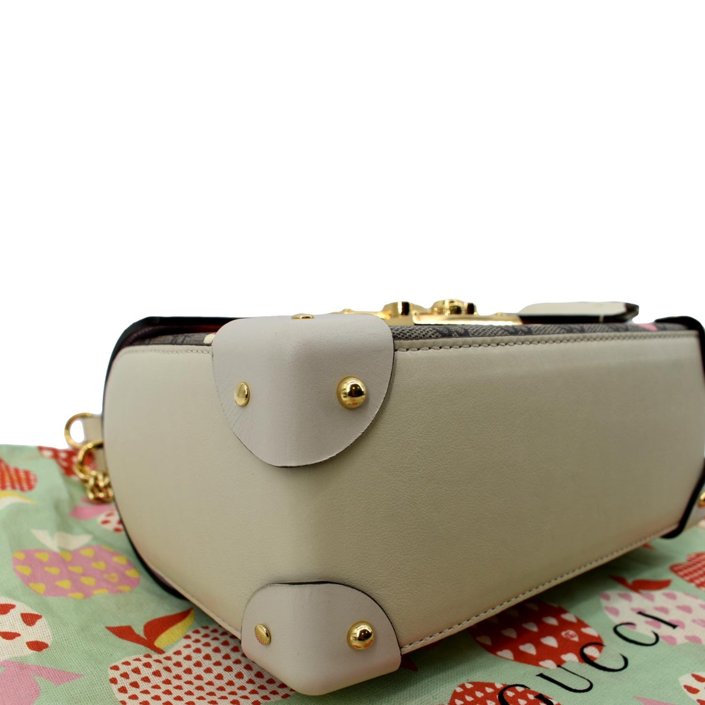 GUCCI Les Pommes GG Supreme Bamboo Top Handle Shoulder Bag Beige 603221