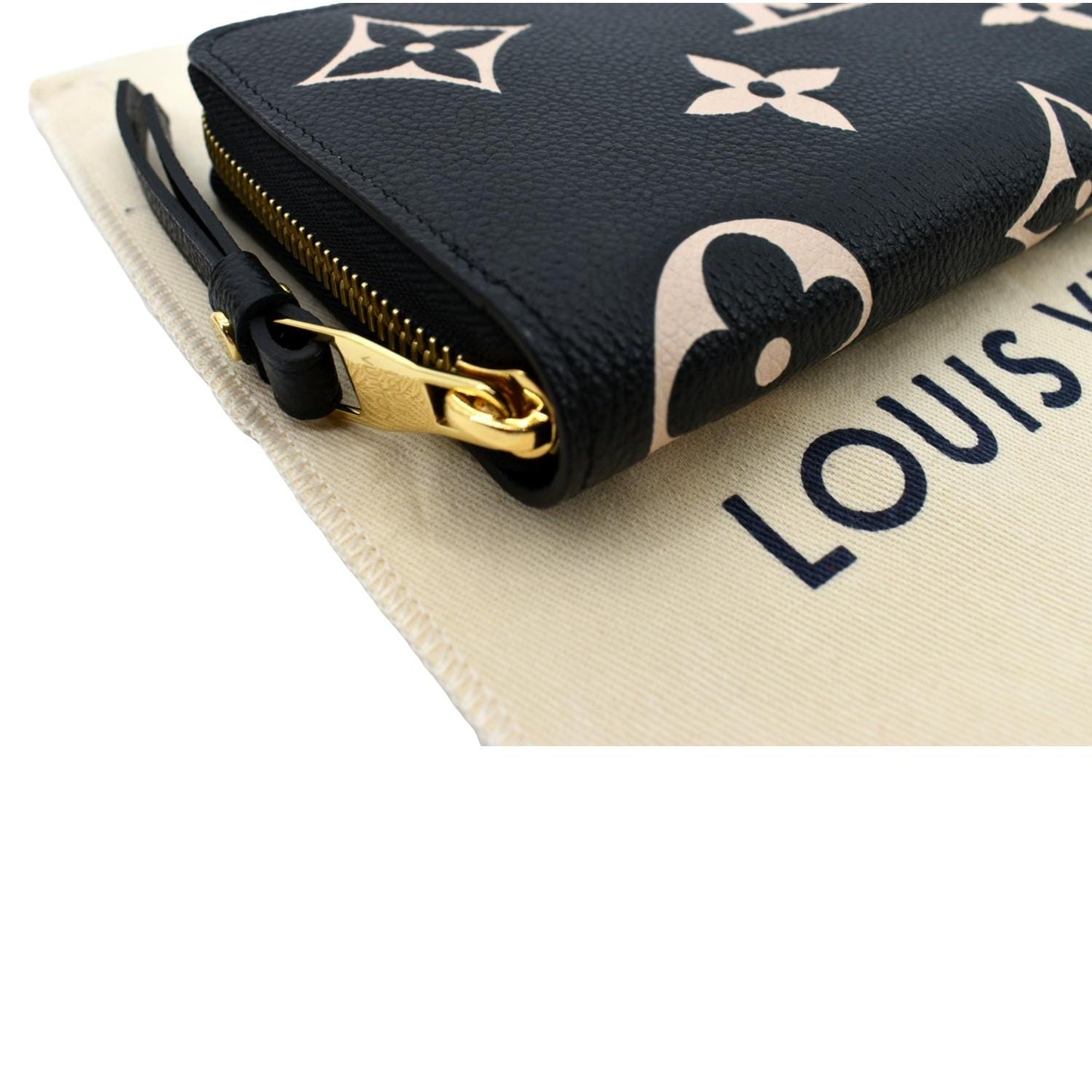 LOUIS VUITTON Bicolor Monogram Empreinte Leather Zippy Wallet Black