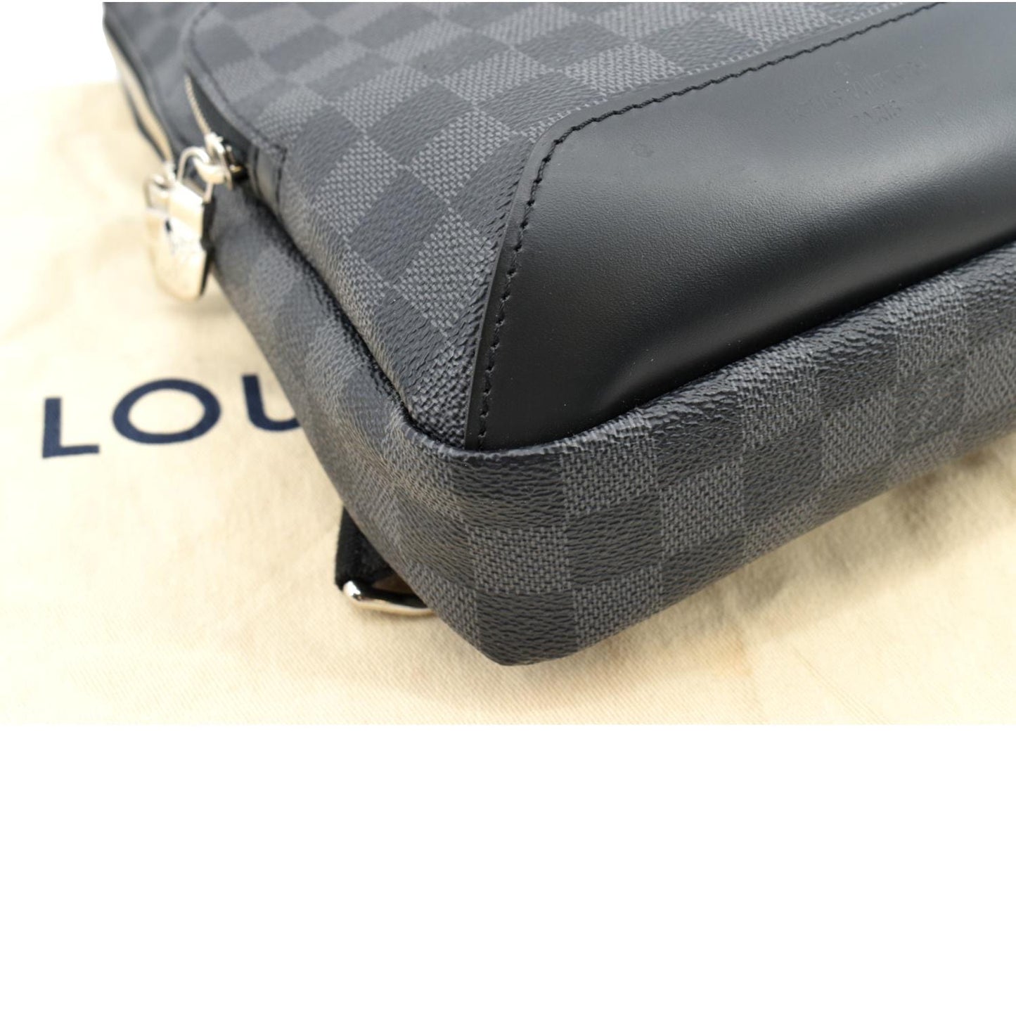 LOUIS VUITTON Avenue Sling Monogram Leather Crossbody Bag Black
