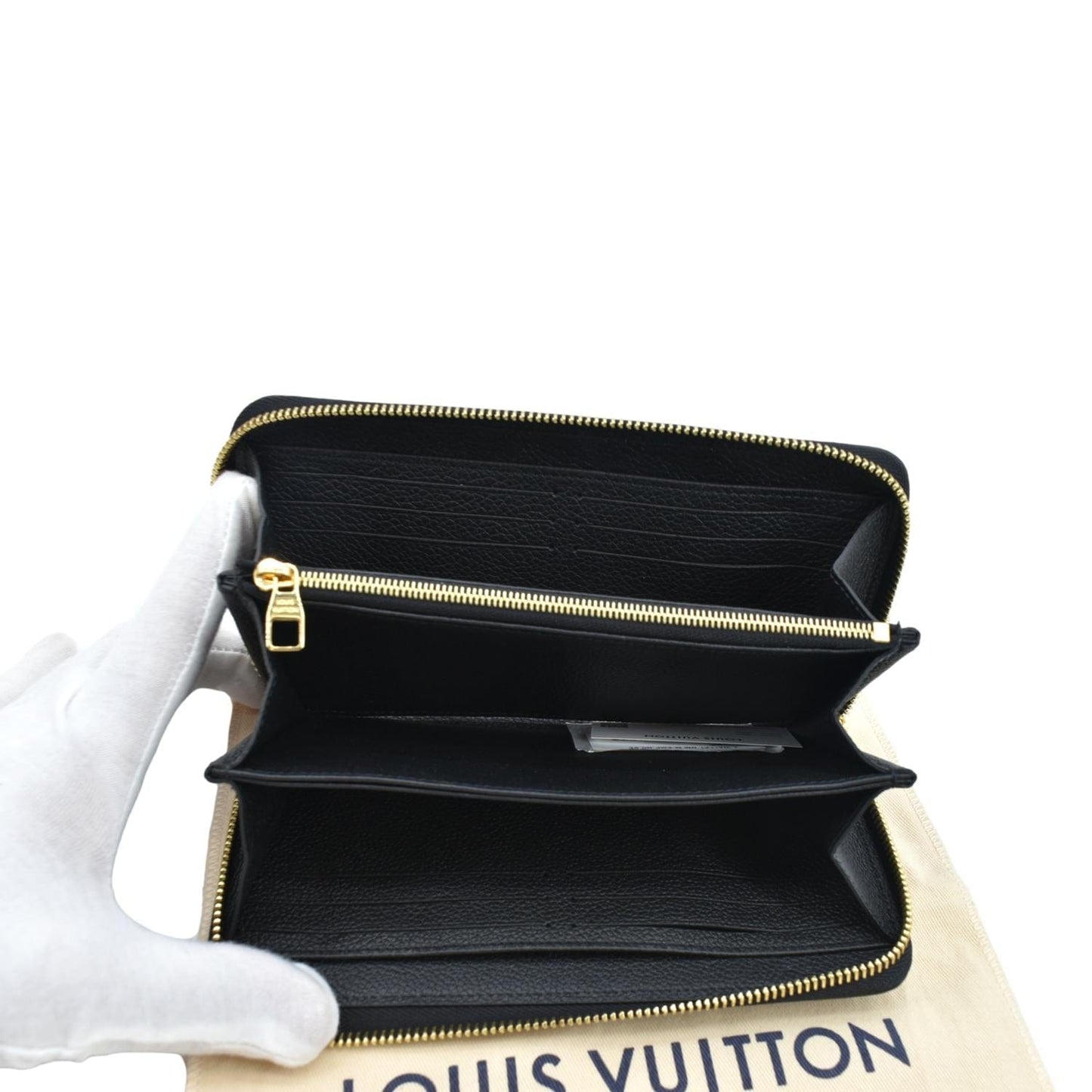 LOUIS VUITTON Bicolor Monogram Empreinte Leather Zippy Wallet Black