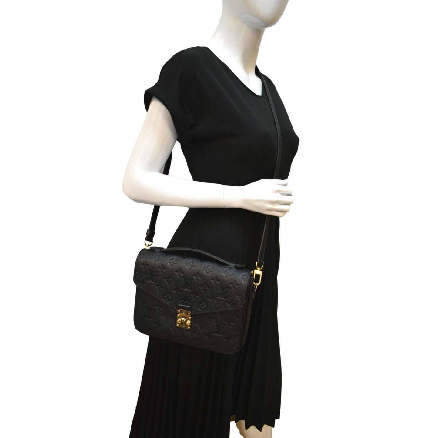 LOUIS VUITTON Metis Pochette Empreinte Leather Crossbody Bag Black