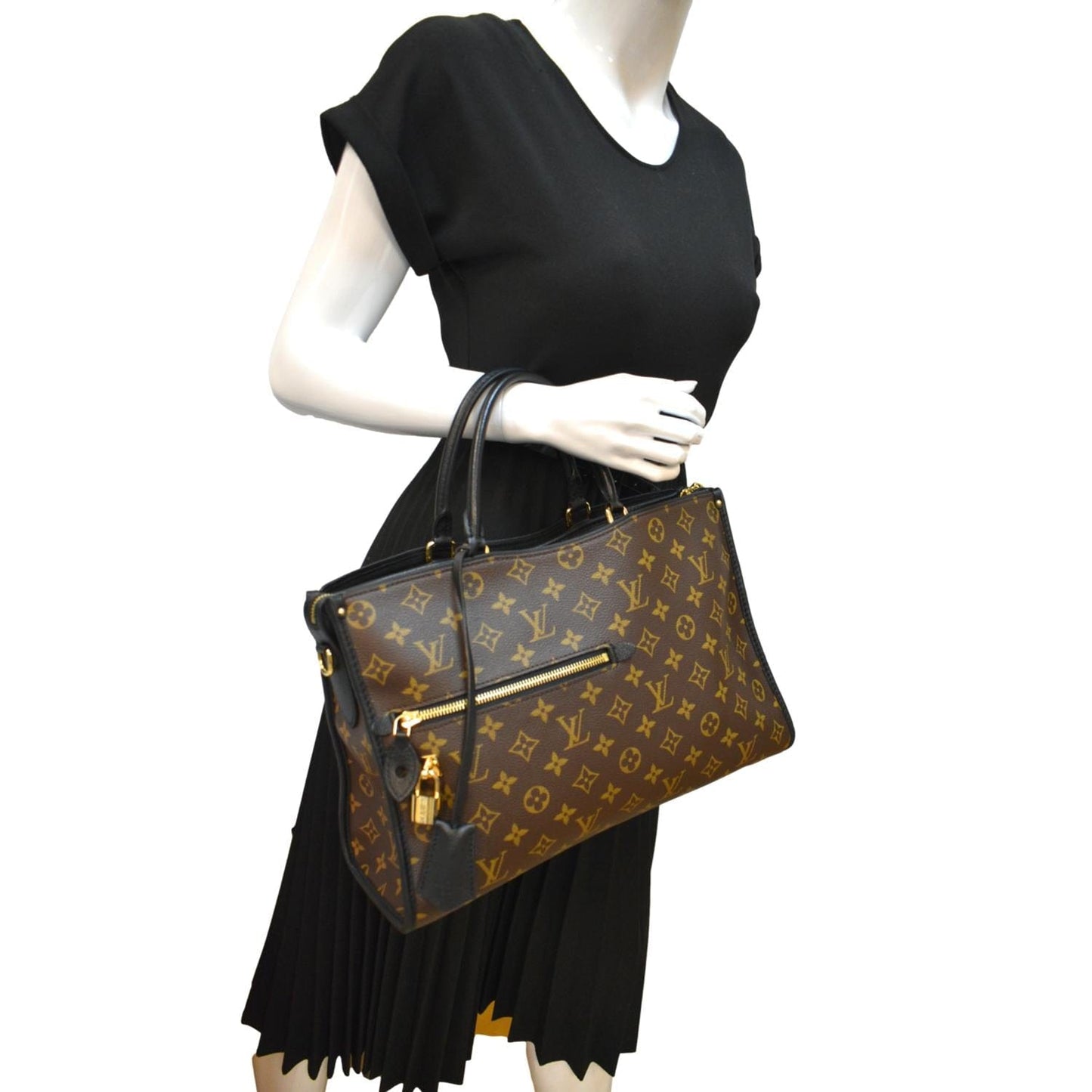 LOUIS VUITTON Popincourt NM Monogram Canvas Tote Bag Brown