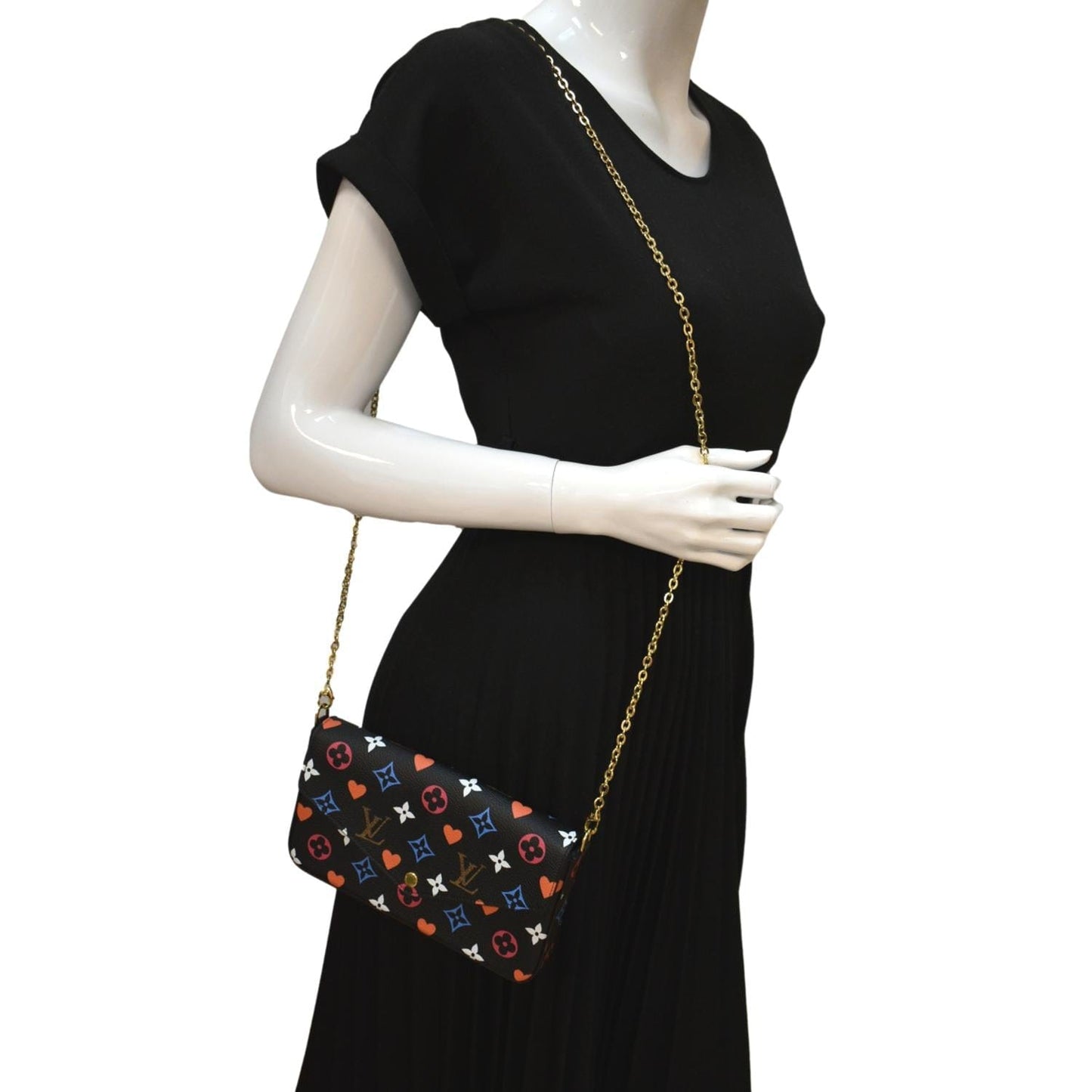 LOUIS VUITTON Pochette Felicie Game On Canvas Crossbody Bag Multicolor