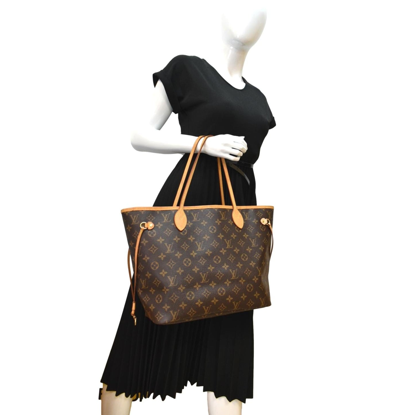 LOUIS VUITTON Neverfull MM Monogram Canvas Tote Bag Brown