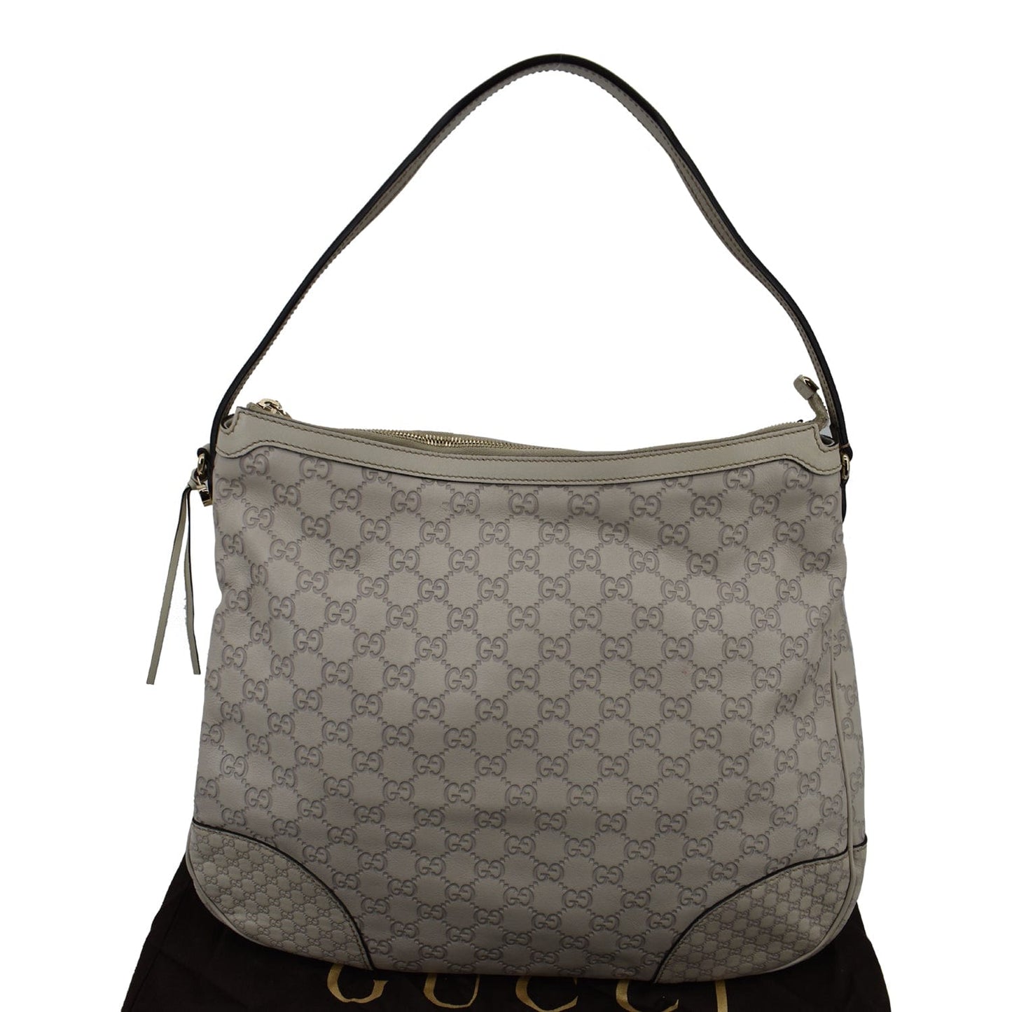 GUCCI GG Guccissima Leather Hobo Bag Ivory 336754