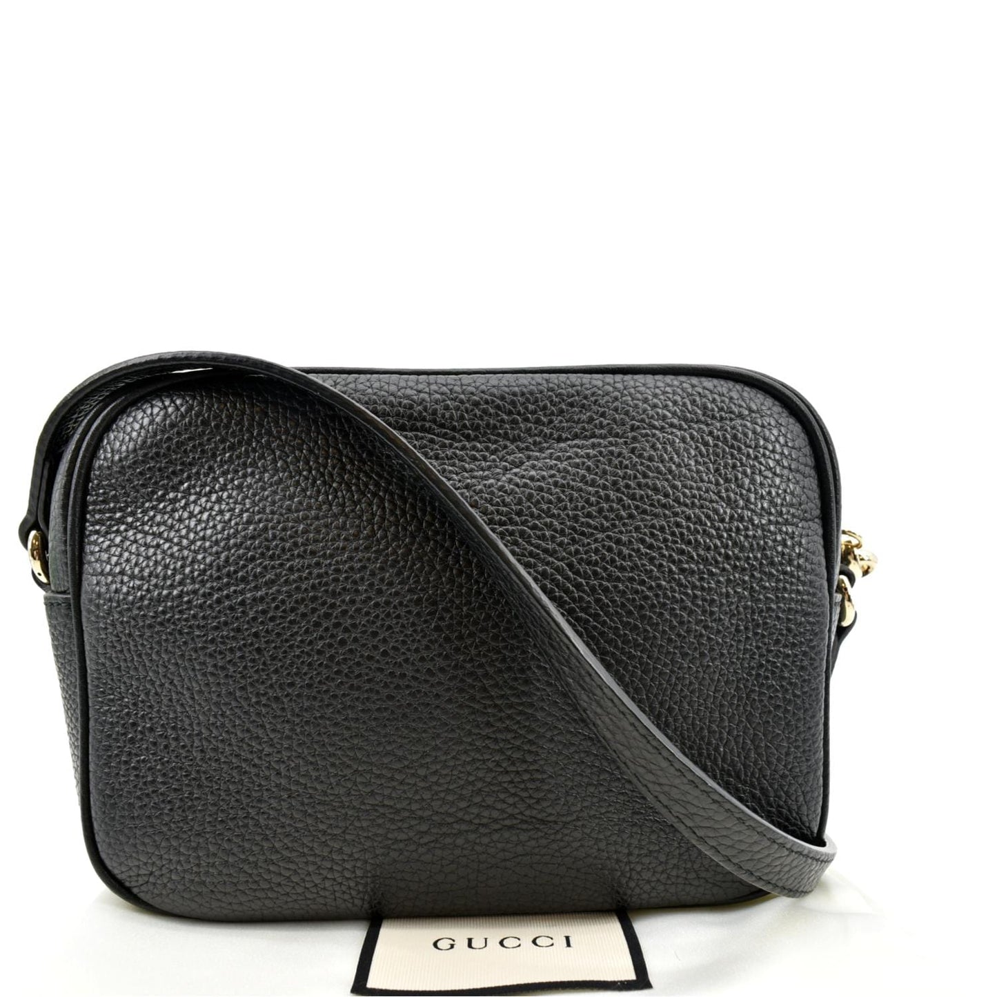 GUCCI Soho Disco Pebbled Leather Crossbody Bag Black 308364