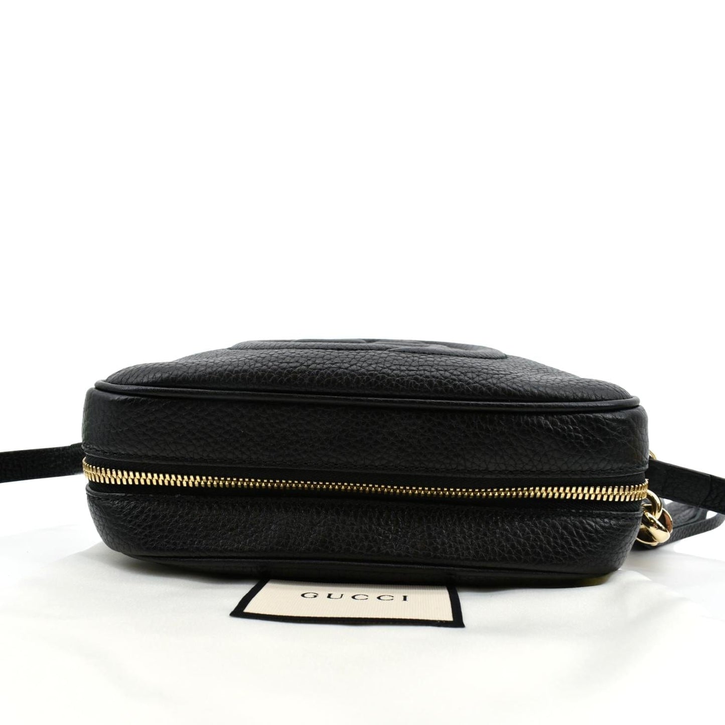 GUCCI Soho Disco Pebbled Leather Crossbody Bag Black 308364