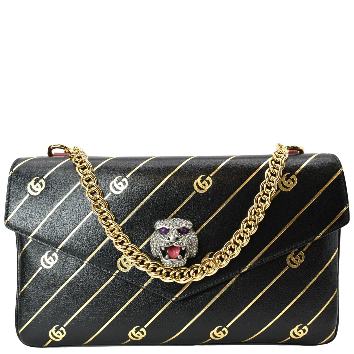 GUCCI Thiara Medium Double Smooth Leather Shoulder Bag Red/Black 524822