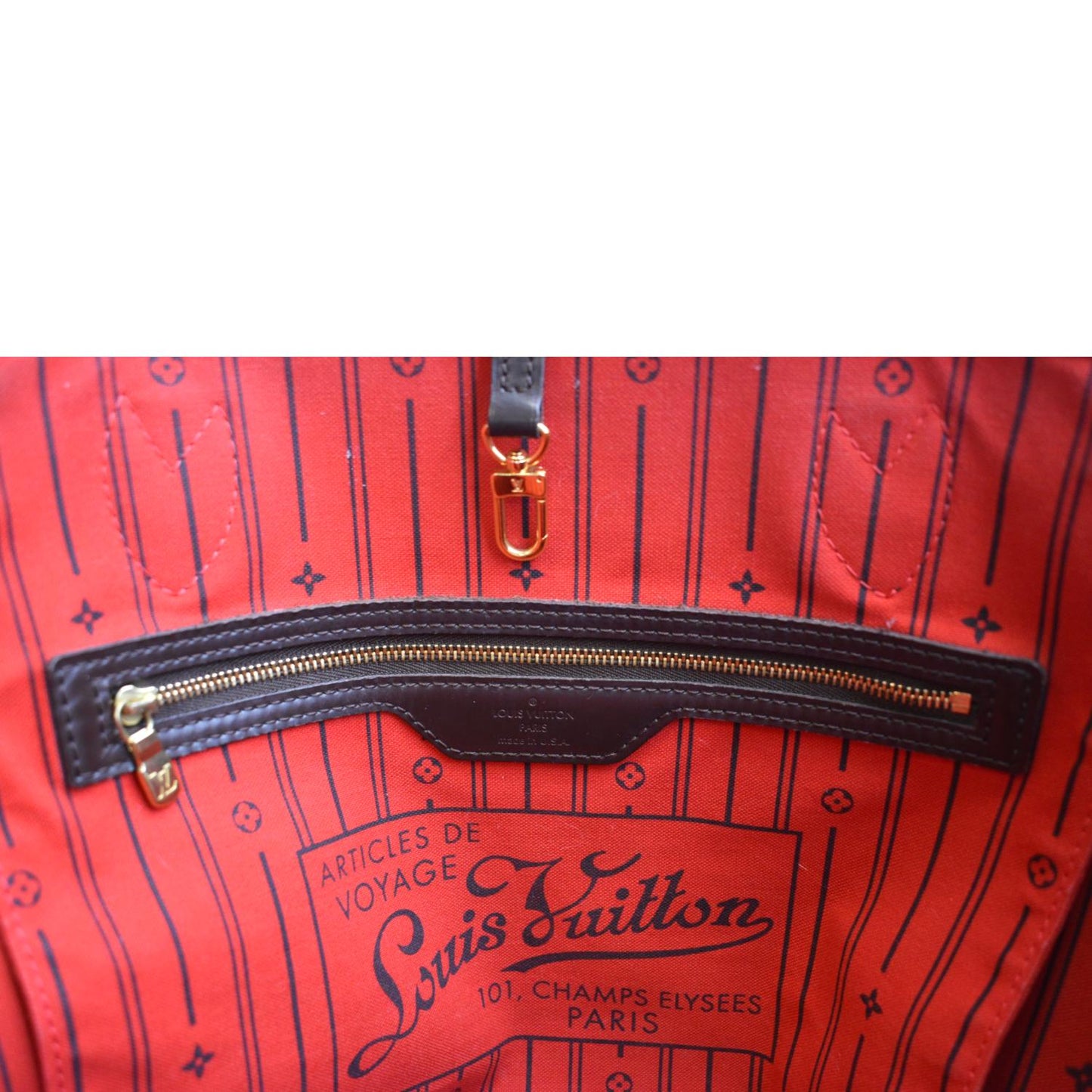 LOUIS VUITTON Neverfull GM Damier Ebene Tote Shoulder Bag Brown
