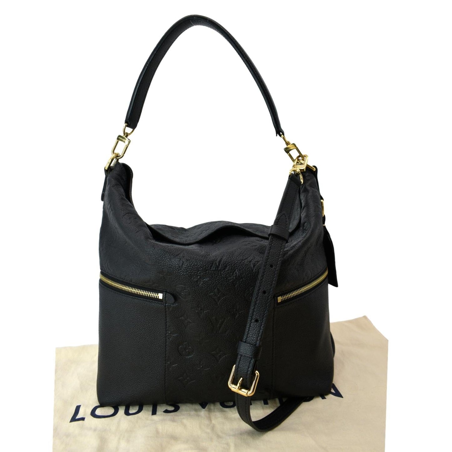 LOUIS VUITTON Melie Empreinte Leather Hobo Shoulder Bag Black