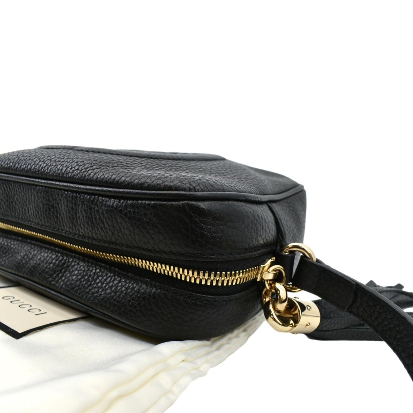 GUCCI Soho Disco Pebbled Leather Crossbody Bag Black 308364