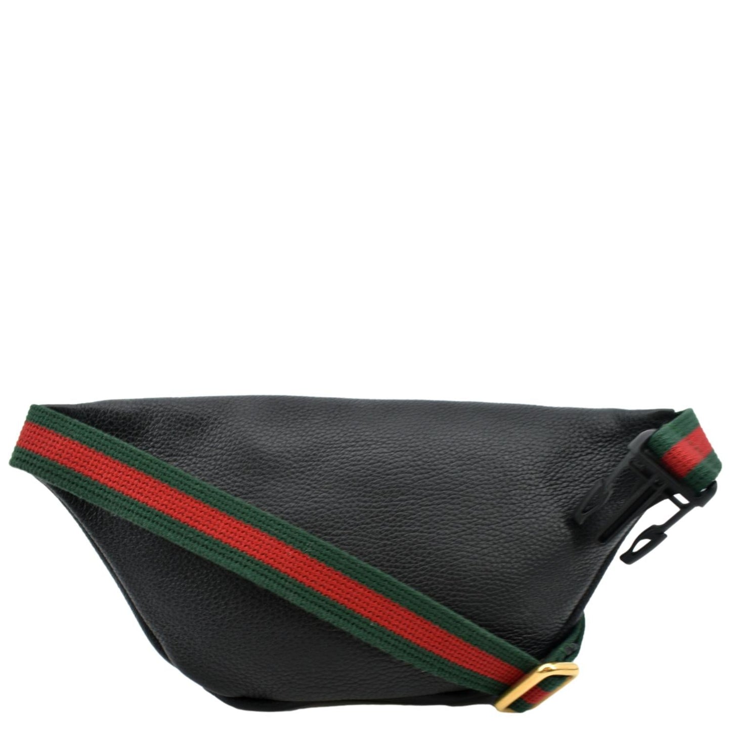GUCCI Logo Print Grained Calfskin Leather Small Belt Bag Black 527792