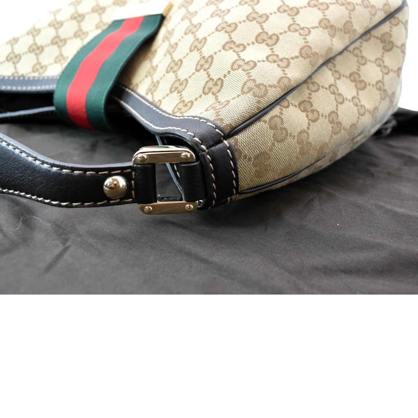 GUCCI New Ladies Web GG Canvas Large Hobo Bag Beige 233604