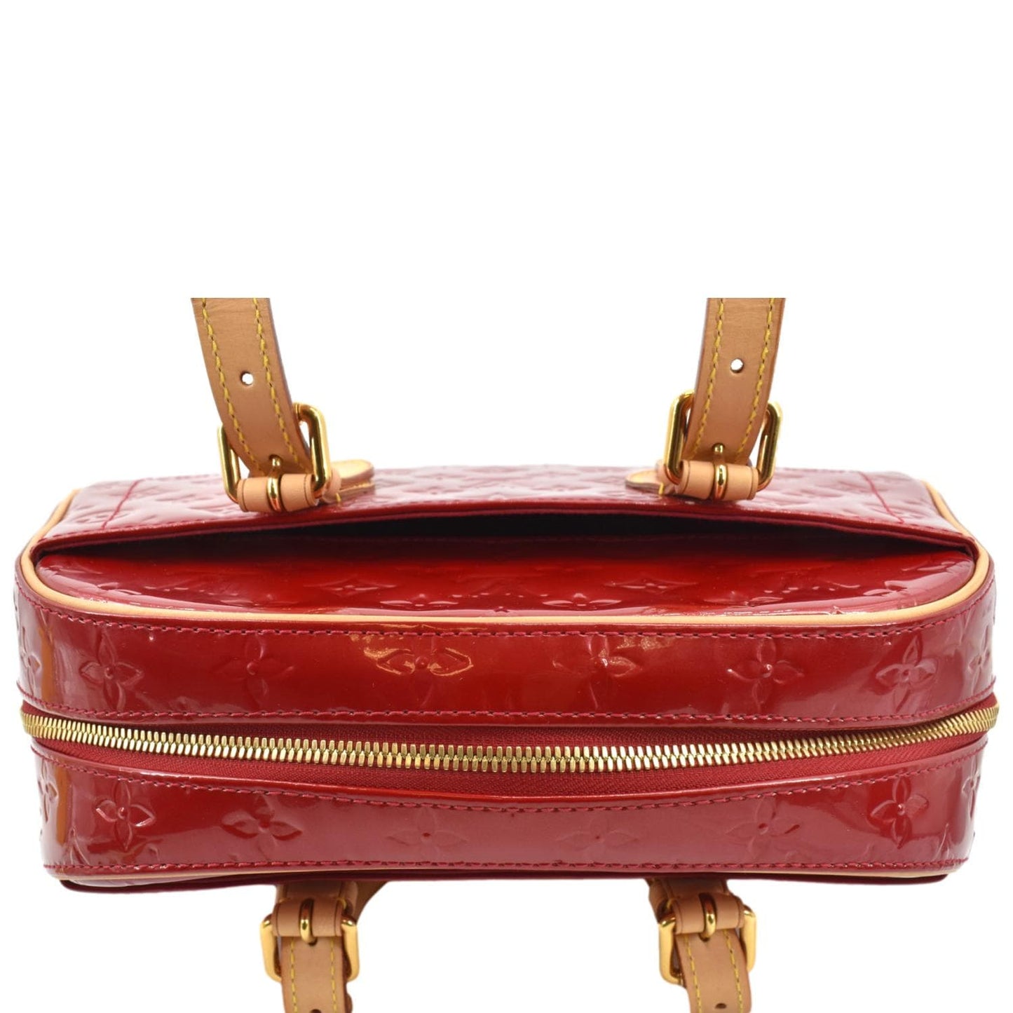 LOUIS VUITTON Summit Drive Monogram Vernis Satchel Bag Red