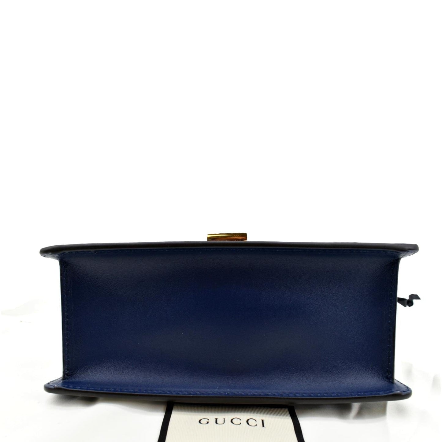 GUCCI Sylvie Mini Leather Top Handle Crossbody Bag Blue 470270