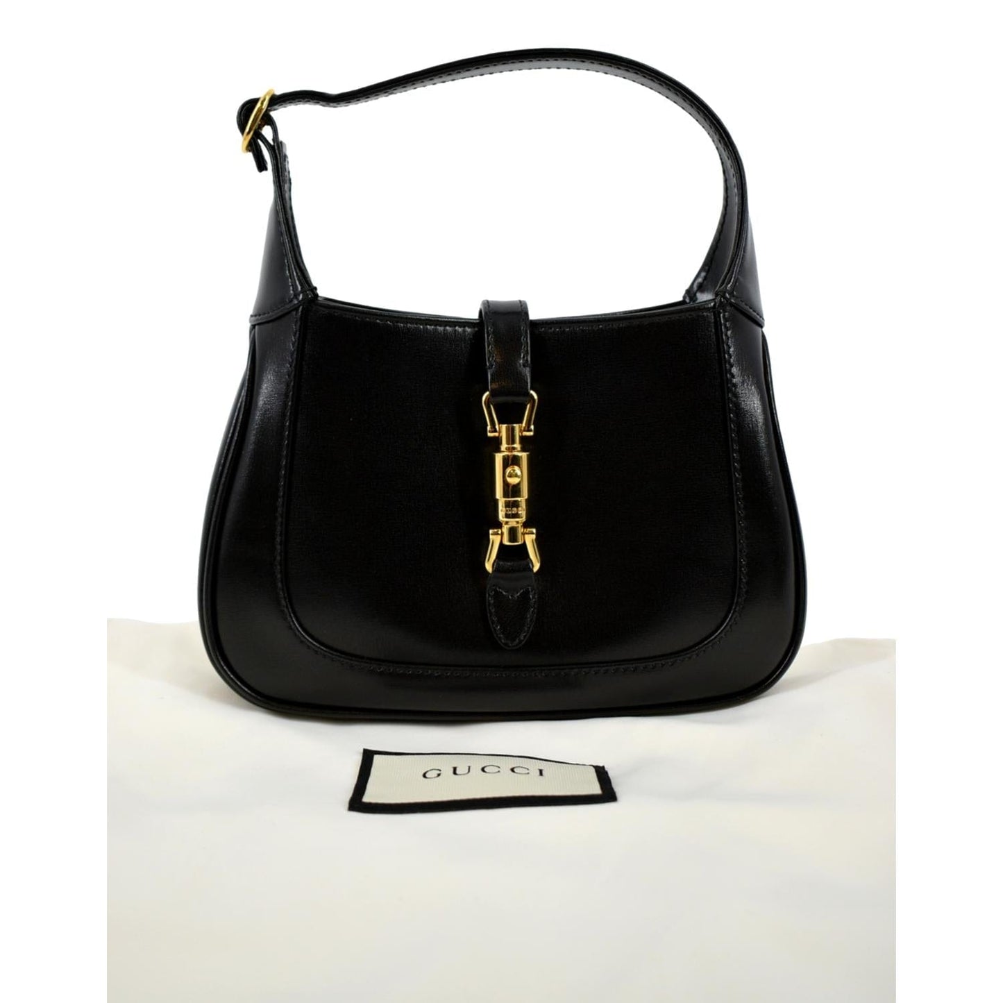 GUCCI Jackie 1961 Leather Shoulder Bag Black 637091