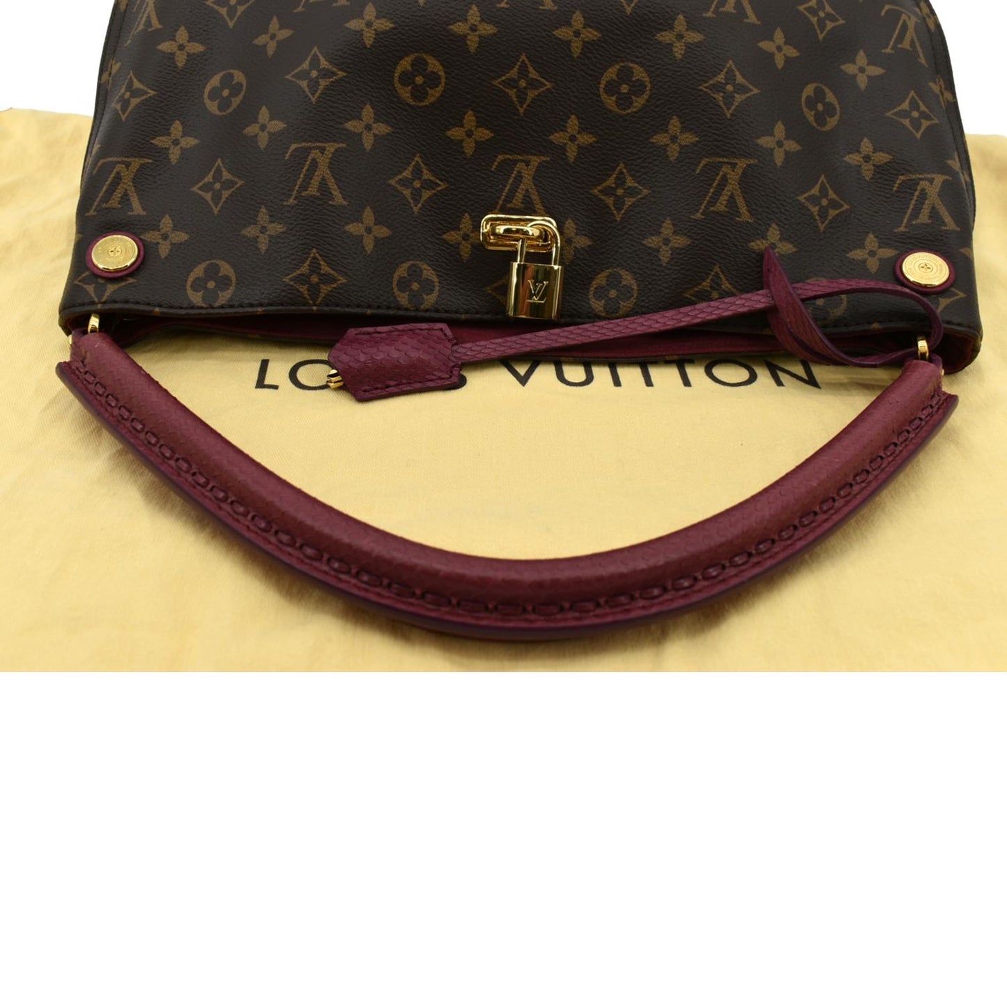 LOUIS VUITTON Gaia Ostrich Monogram Canvas Shoulder Bag Brown
