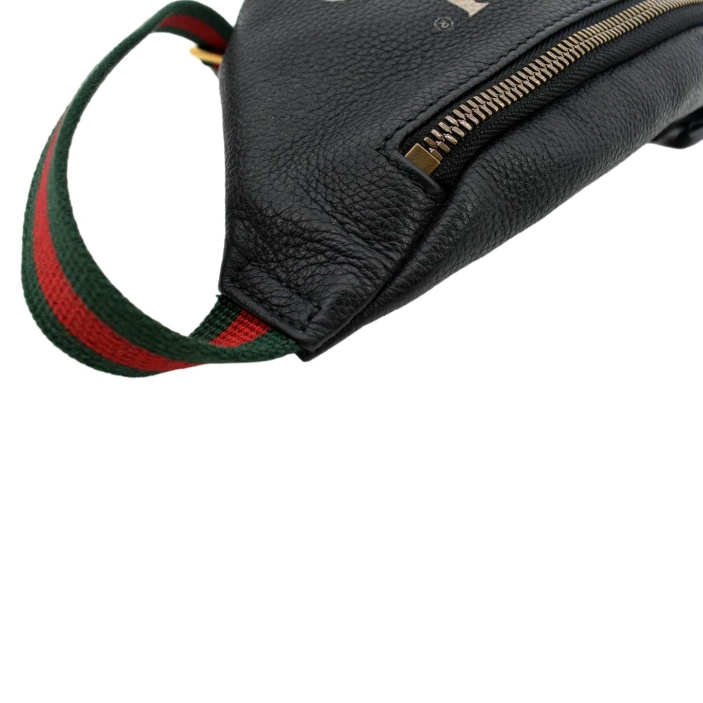 GUCCI Logo Print Grained Calfskin Leather Small Belt Bag Black 527792