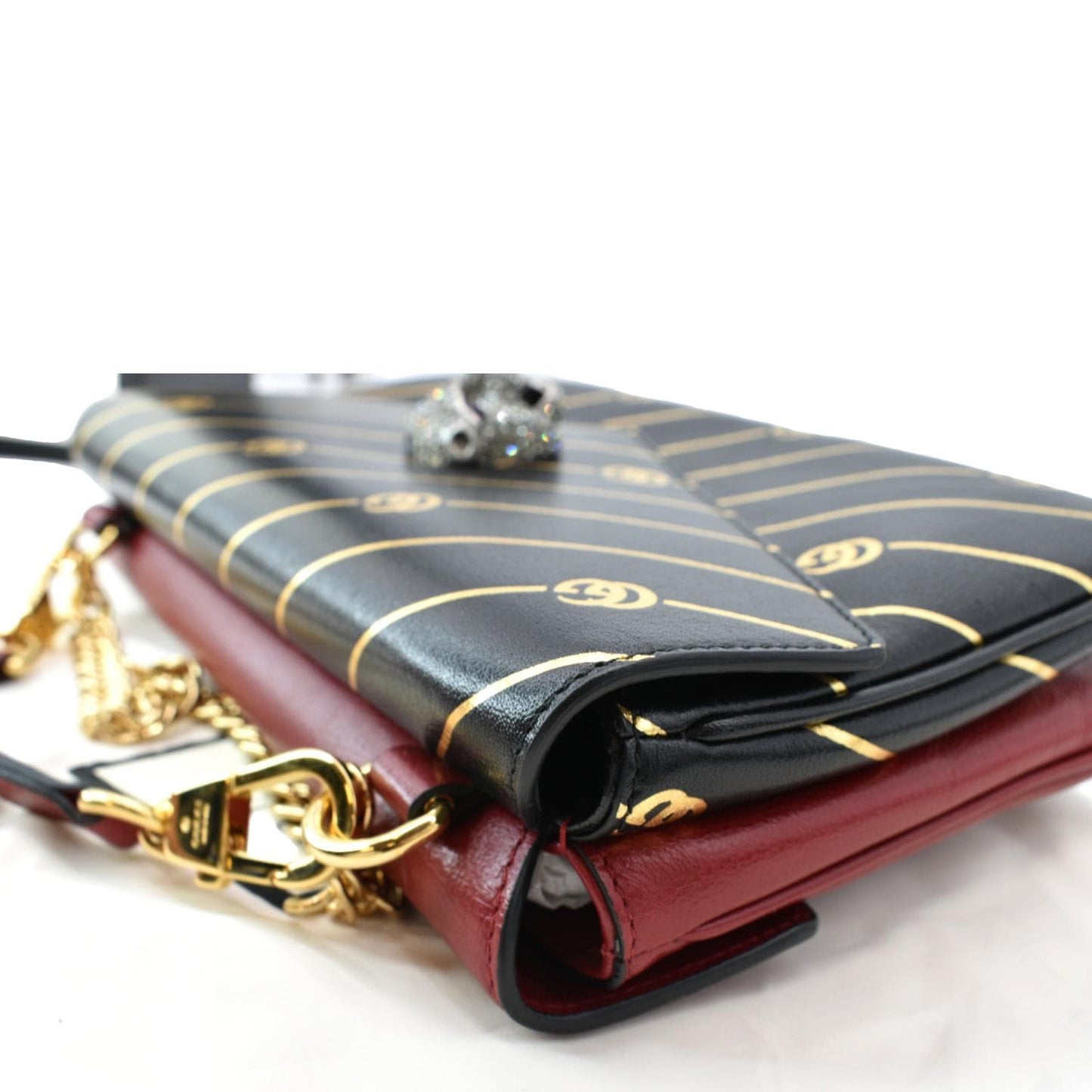 GUCCI Thiara Medium Double Smooth Leather Shoulder Bag Red/Black 524822