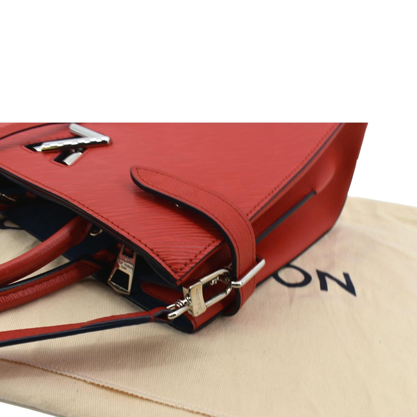 LOUIS VUITTON Twist Epi Leather Tote Shoulder Bag Red