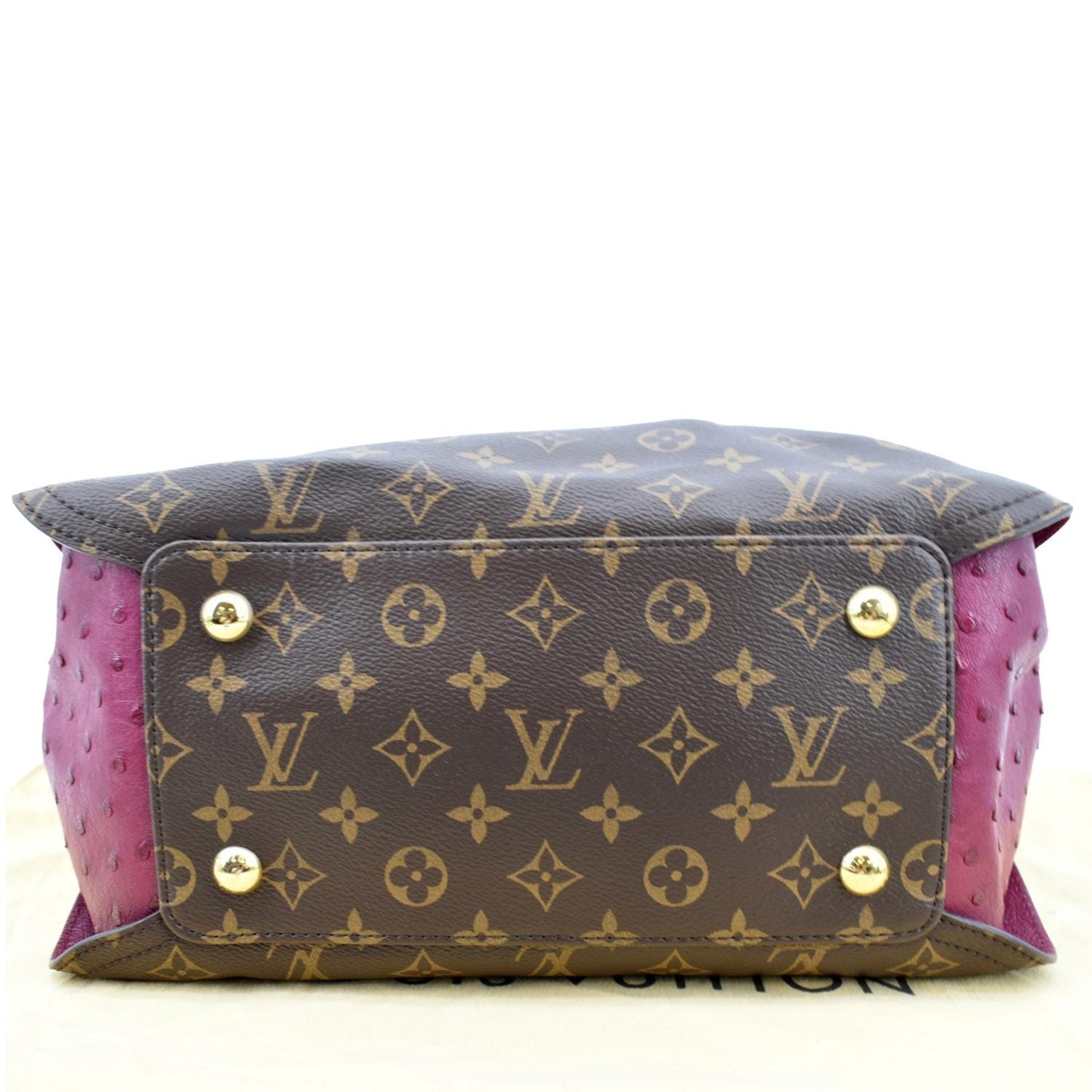 LOUIS VUITTON Gaia Ostrich Monogram Canvas Shoulder Bag Brown