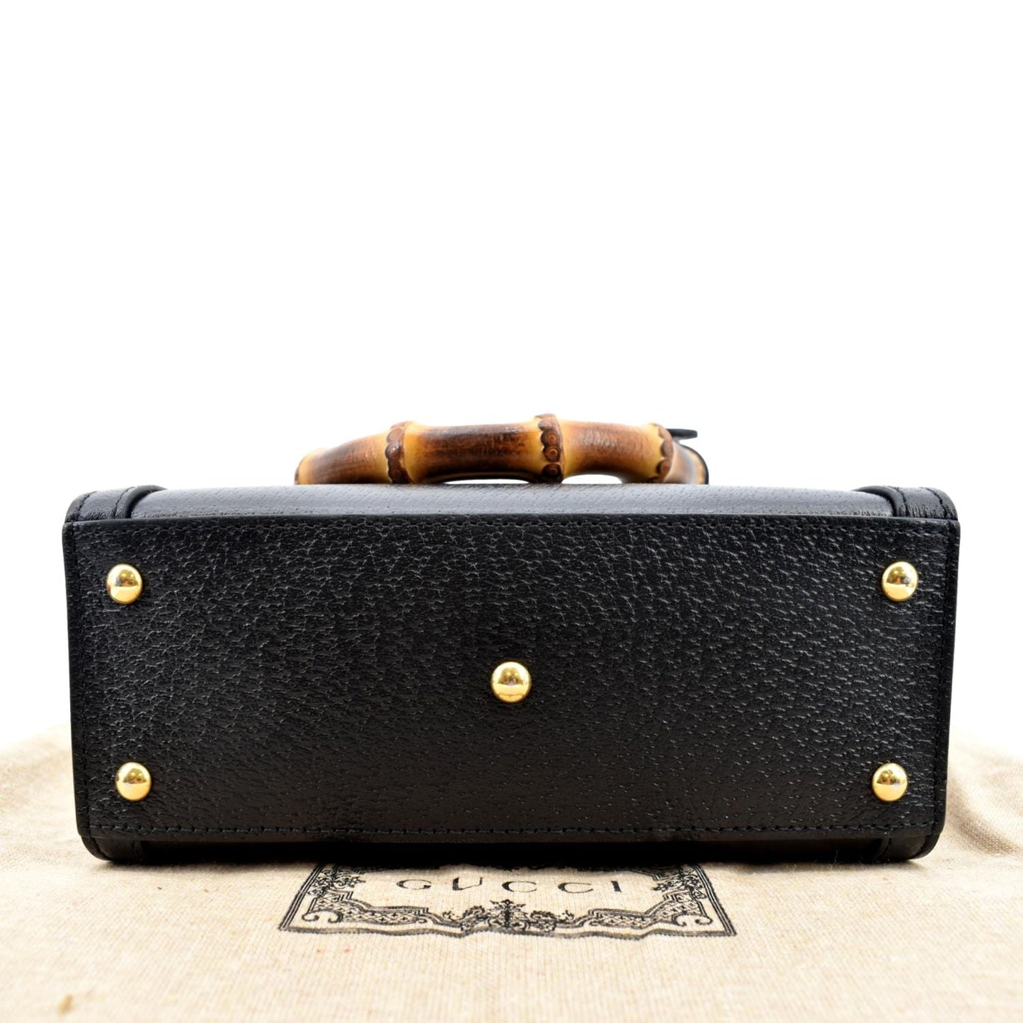 GUCCI Diana Bamboo Mini Leather Tote Bag Black 702732