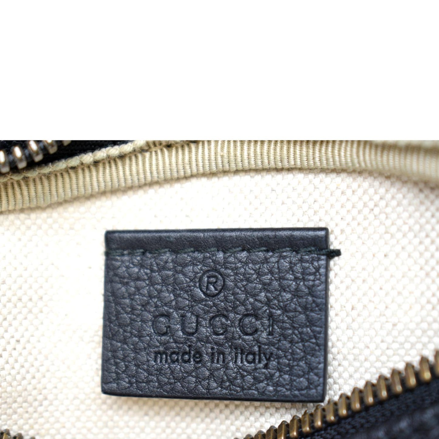 GUCCI Logo Print Grained Calfskin Leather Small Belt Bag Black 527792