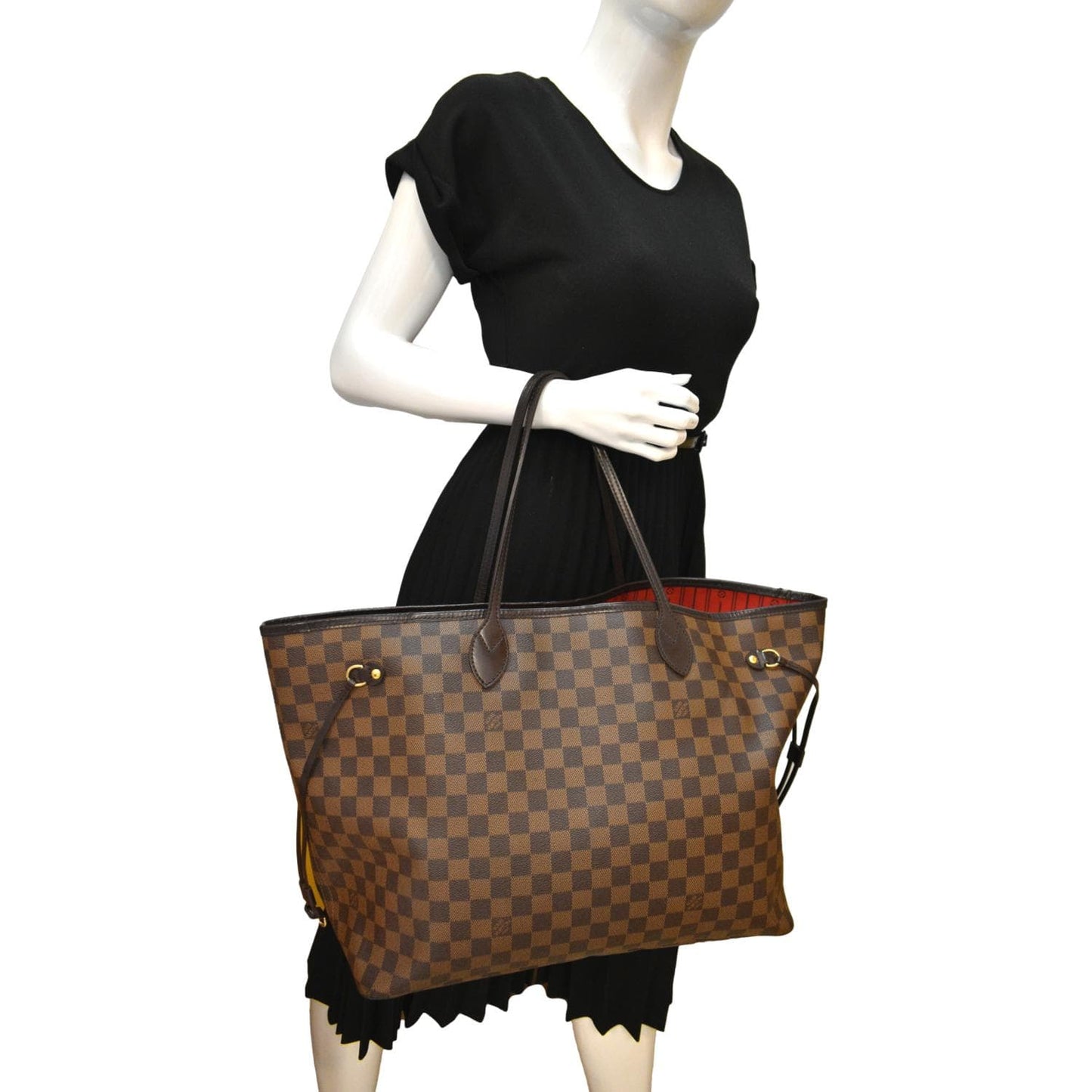 LOUIS VUITTON Neverfull GM Damier Ebene Tote Shoulder Bag Brown