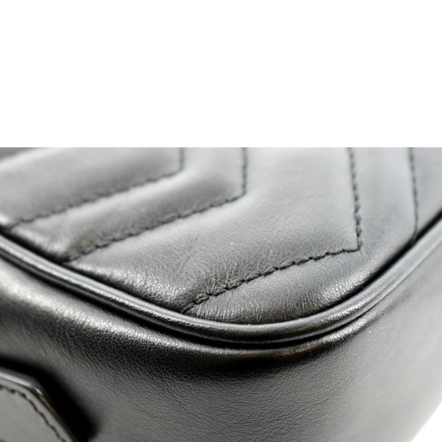 GUCCI GG Marmont Matelasse Mini Leather Crossbody Bag Black 448065