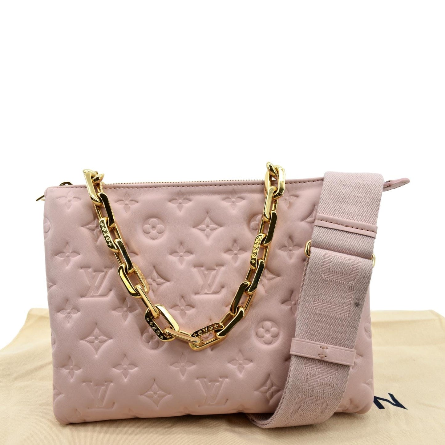 LOUIS VUITTON Coussin PM Monogram Embossed Shoulder Bag Pink