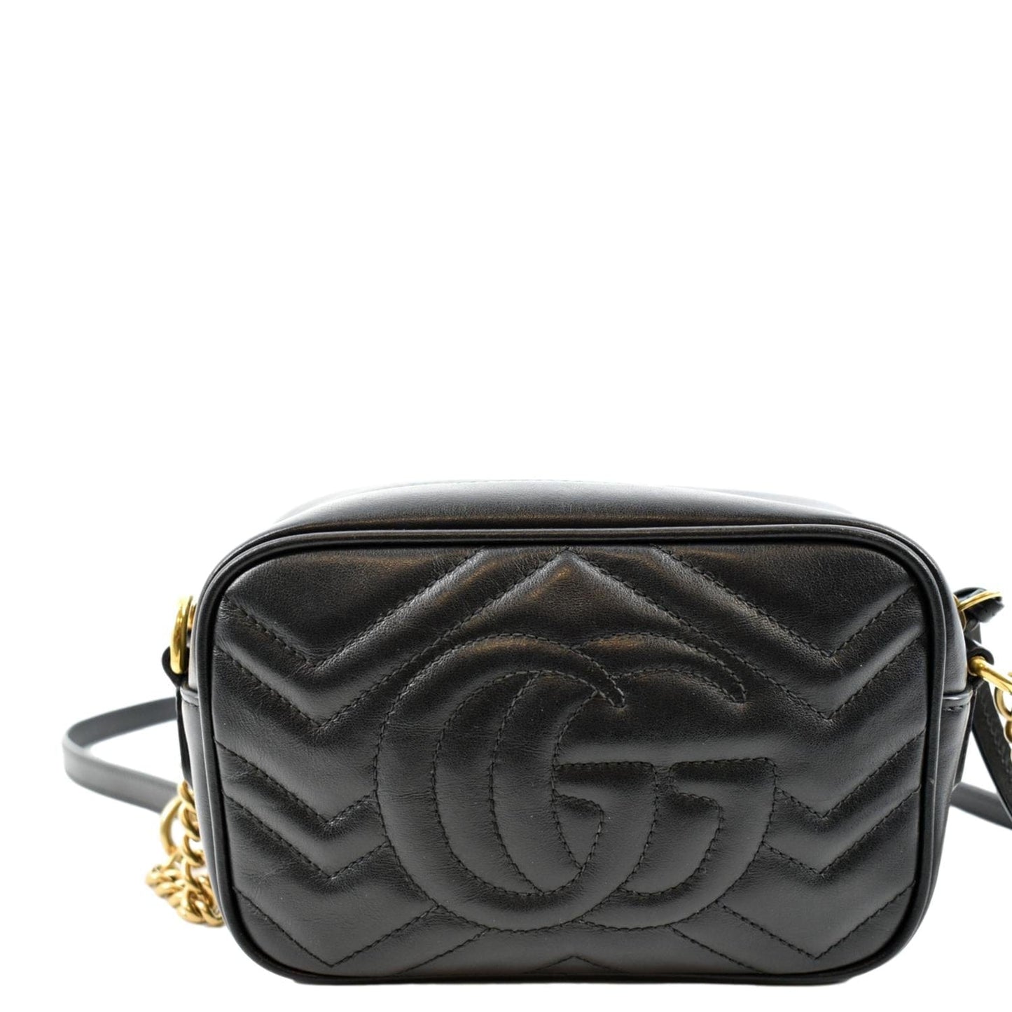GUCCI GG Marmont Matelasse Mini Leather Crossbody Bag Black 448065